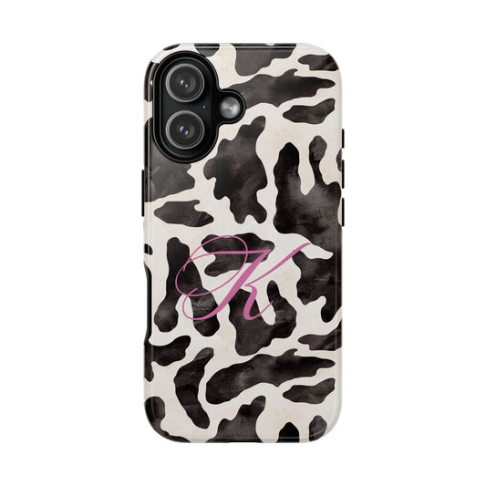Personalized Monogram Cow Print Tough Phone Case