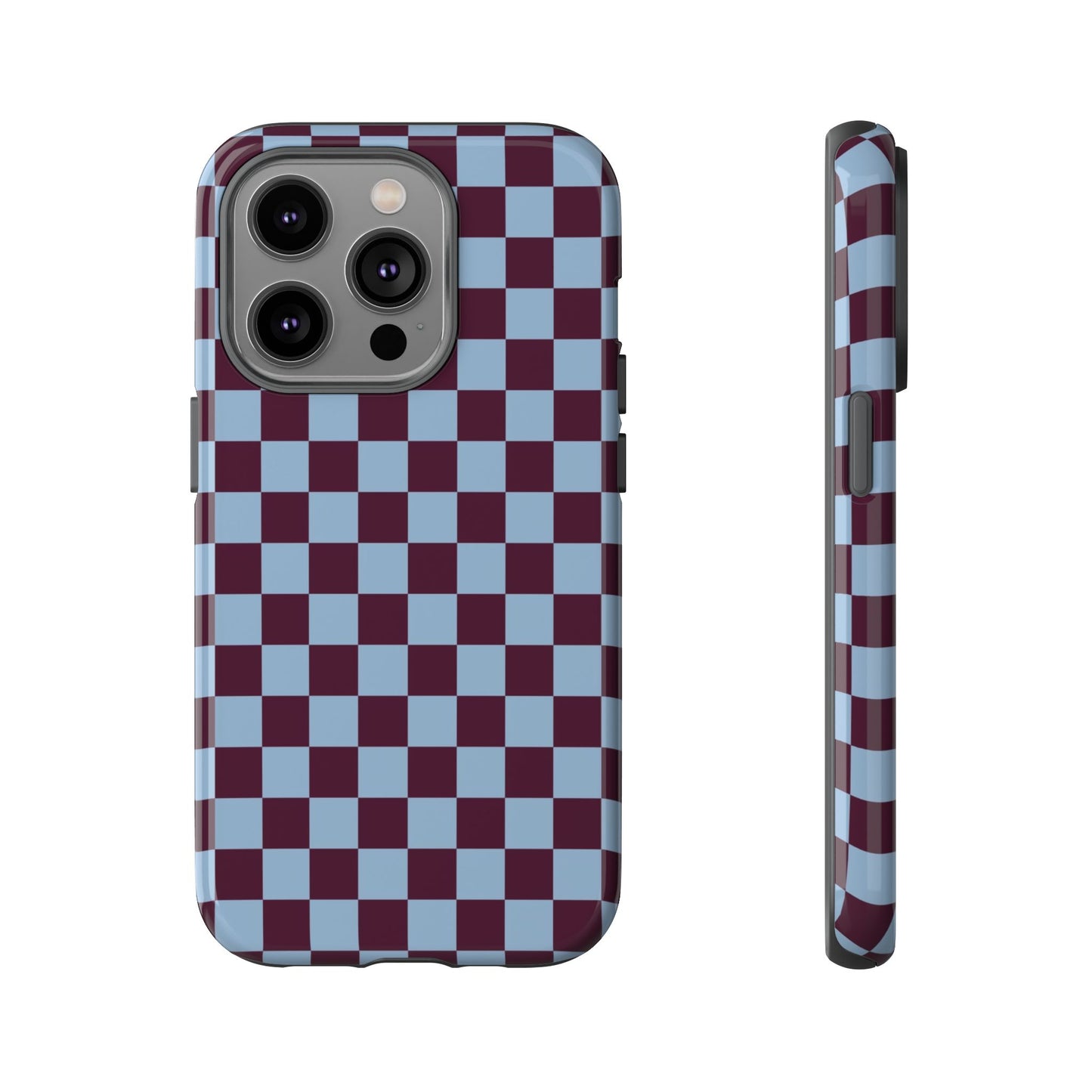Blue & Burgundy Checkered Phone Case