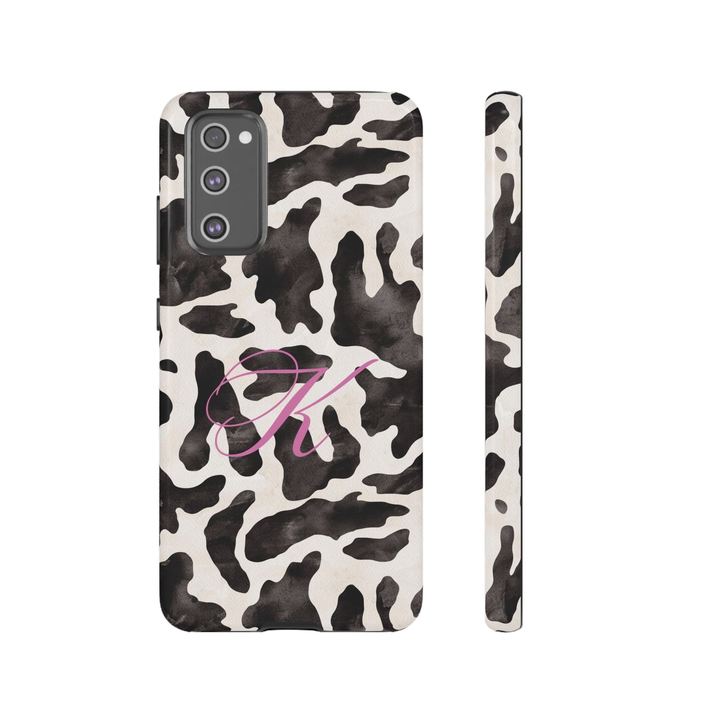 Personalized Monogram Cow Print Tough Phone Case