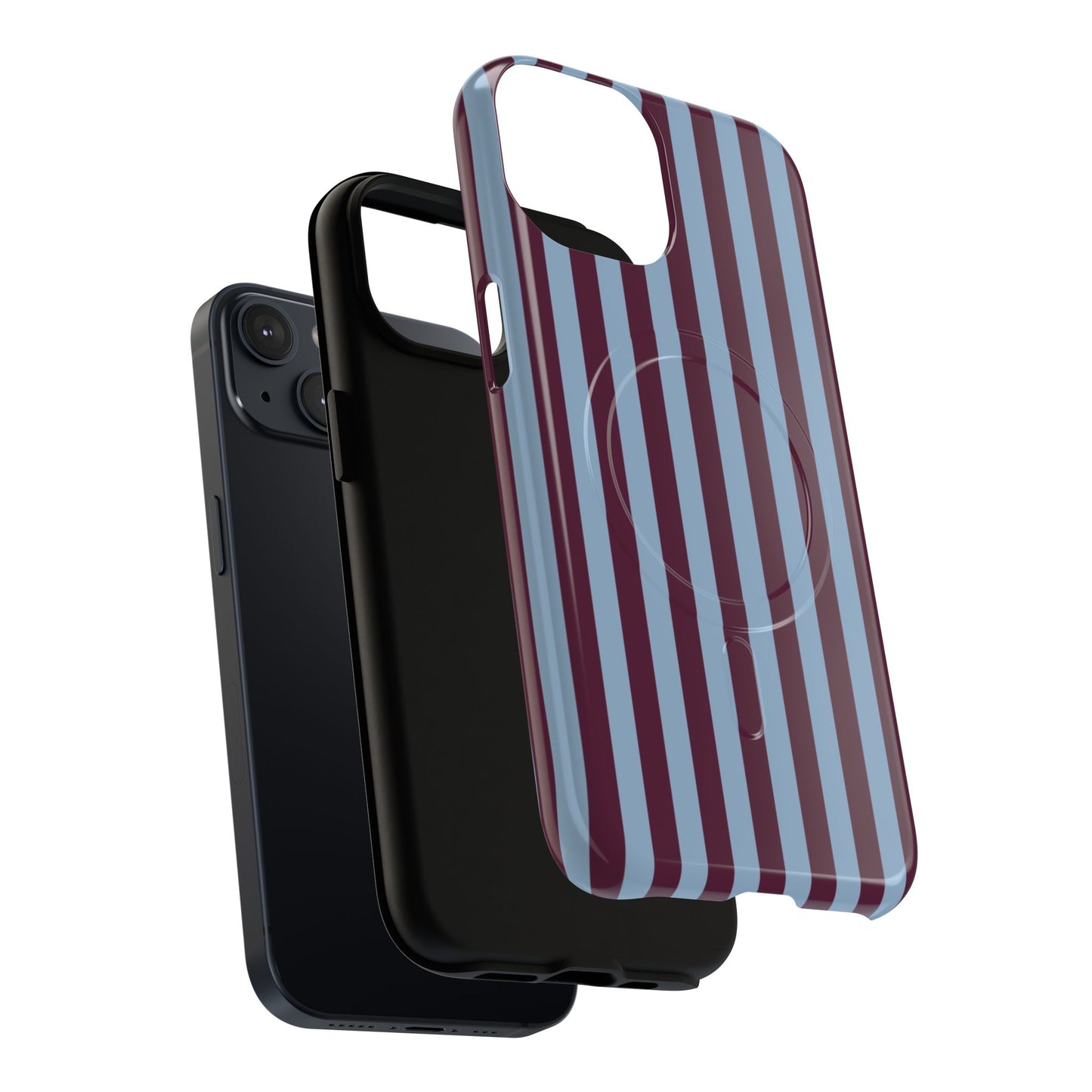 Burgundy & Blue Striped Magnetic Phone Case