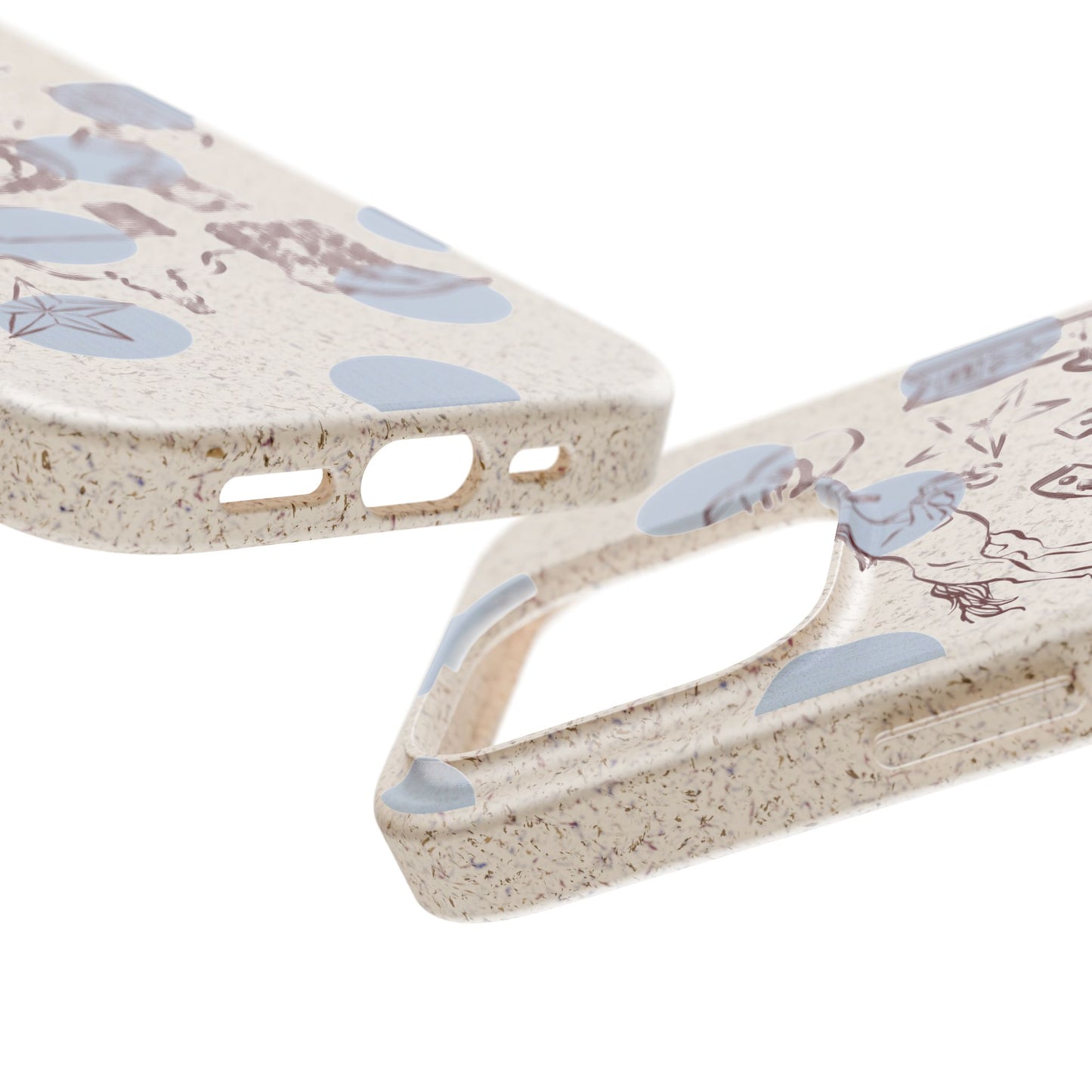 Biodegradable Phone Case — Western Cowgirl Sketches on Natural Speckled Eco Shell