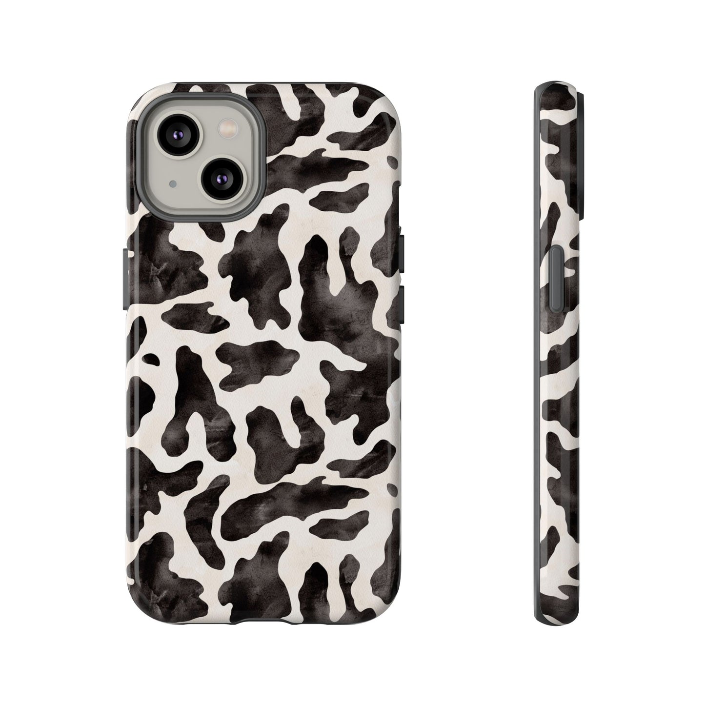 Black & White Cow Print Phone Case — Stylish Protective Tough Case