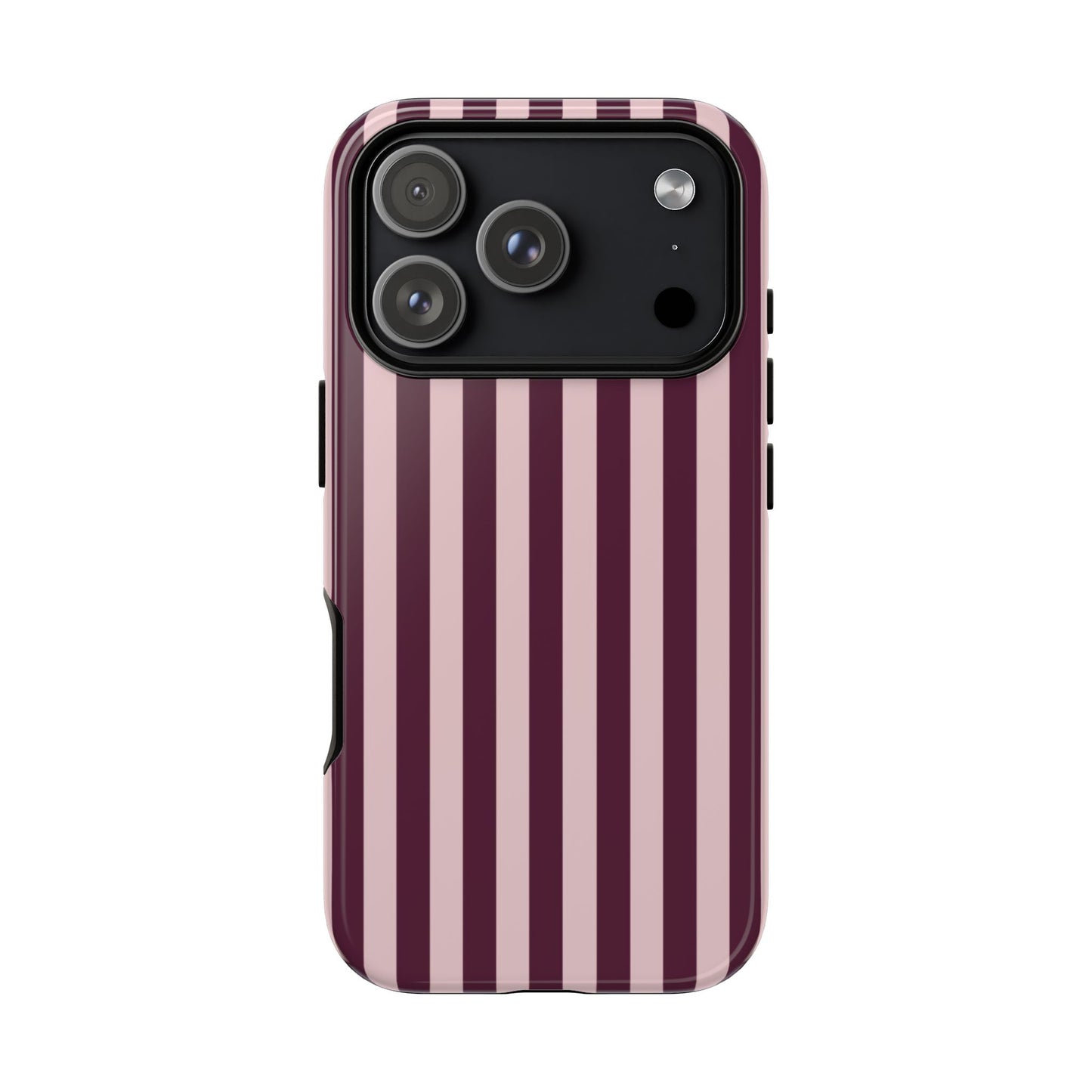 Pink & Burgundy Striped Tough Phone Case
