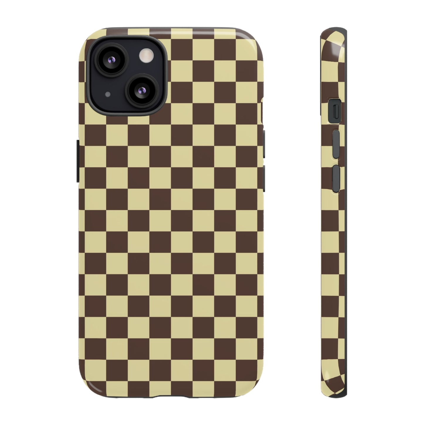 Brown & Yellow Checkered Phone Case