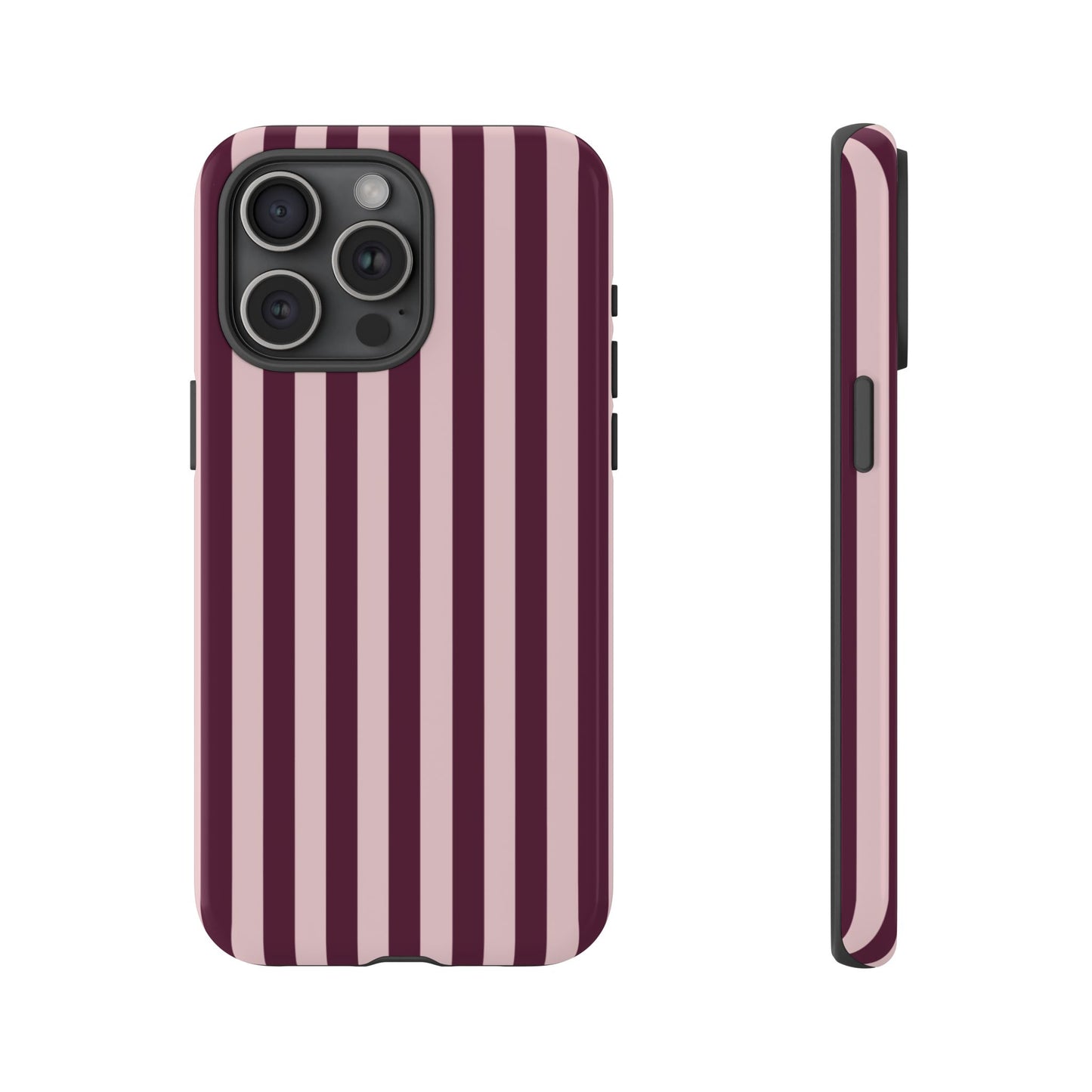 Pink & Burgundy Striped Tough Phone Case