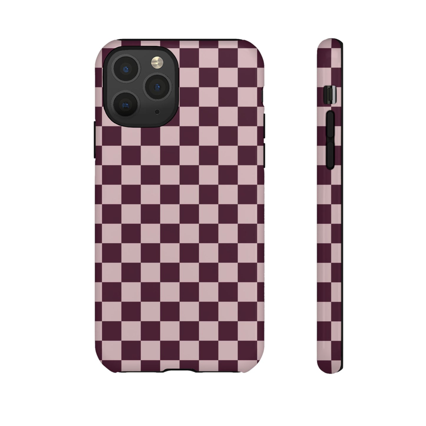 Burgundy & Pink Checkered Phone Case