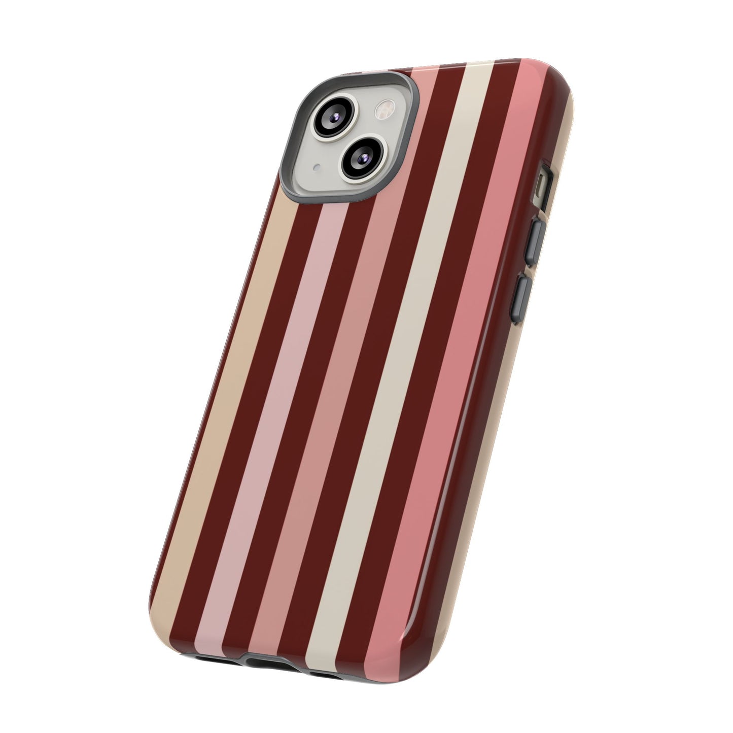 Burgundy Striped Tough Phone Case