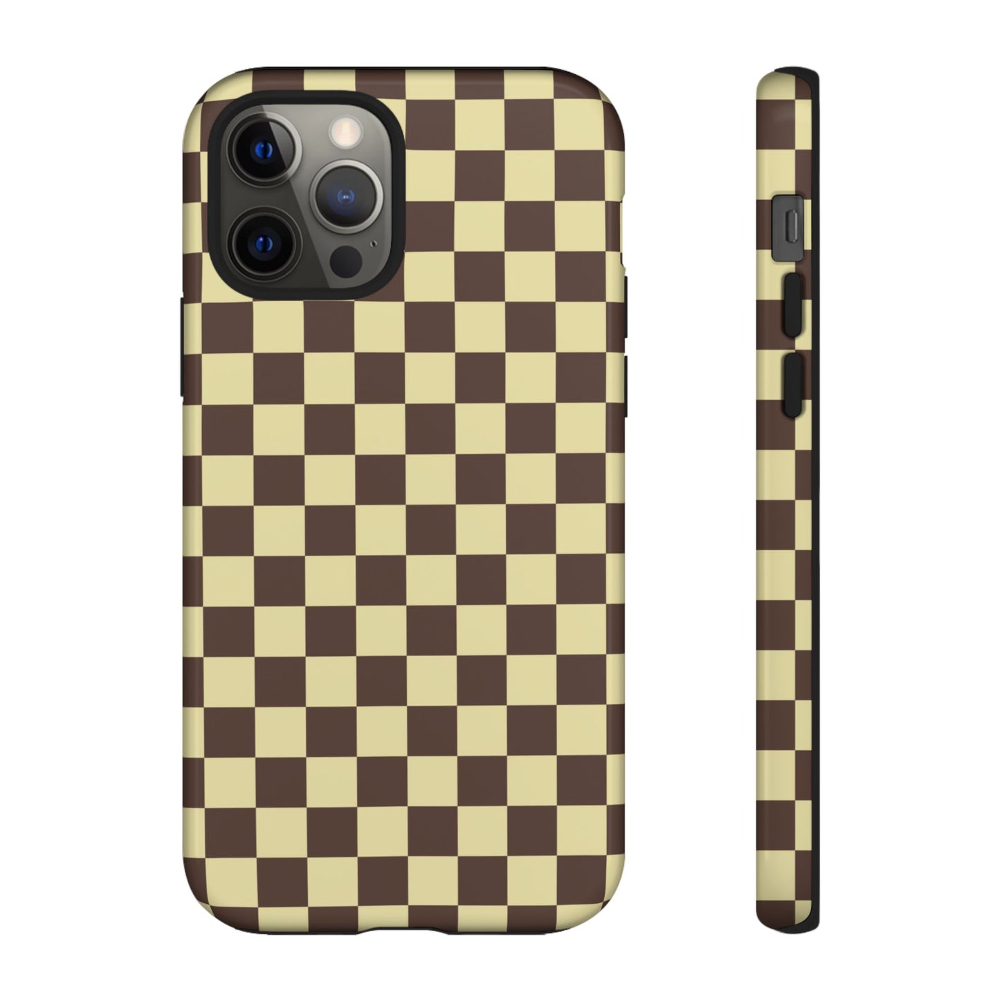 Brown & Yellow Checkered Phone Case