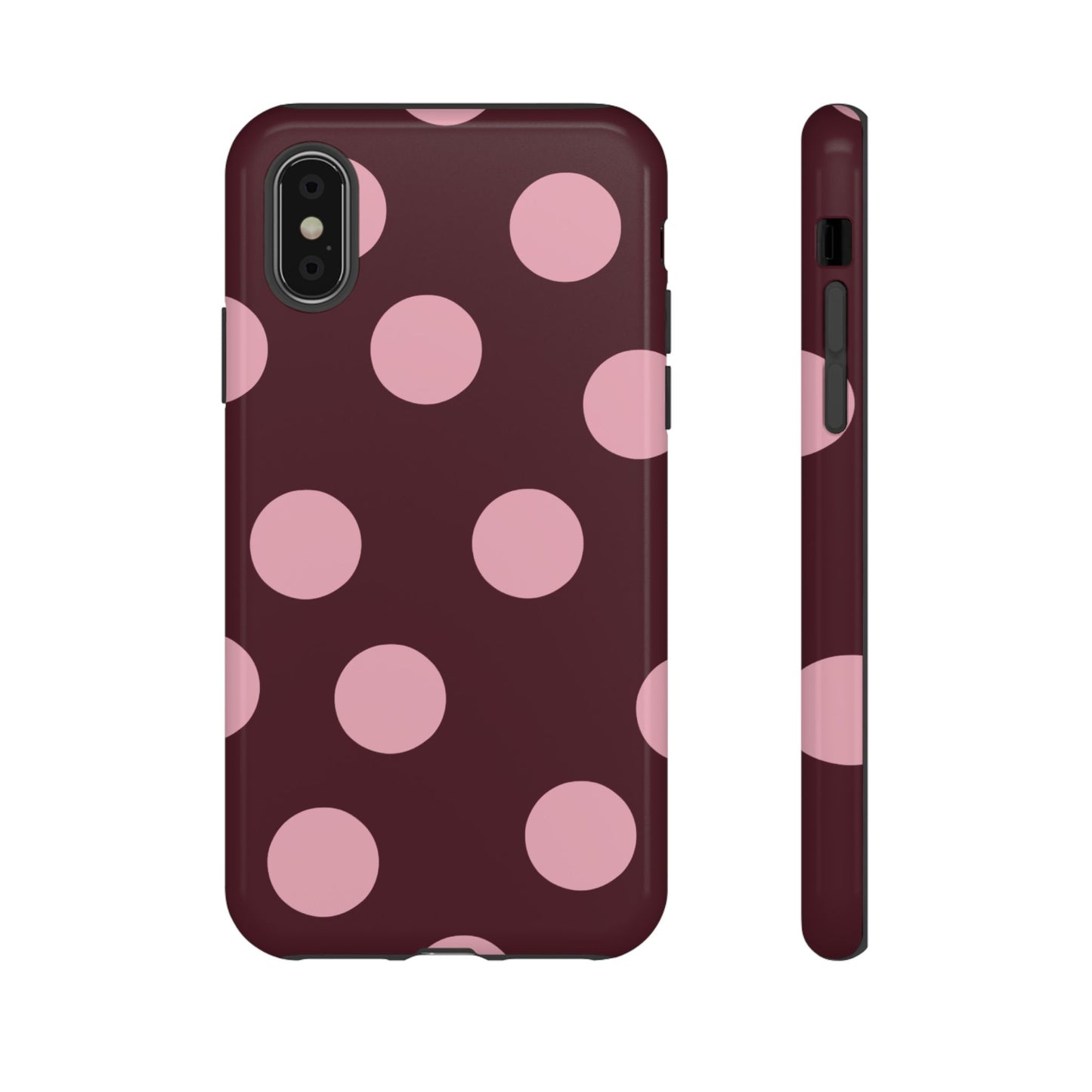Burgundy & Pink Polka Dot Tough Phone Case