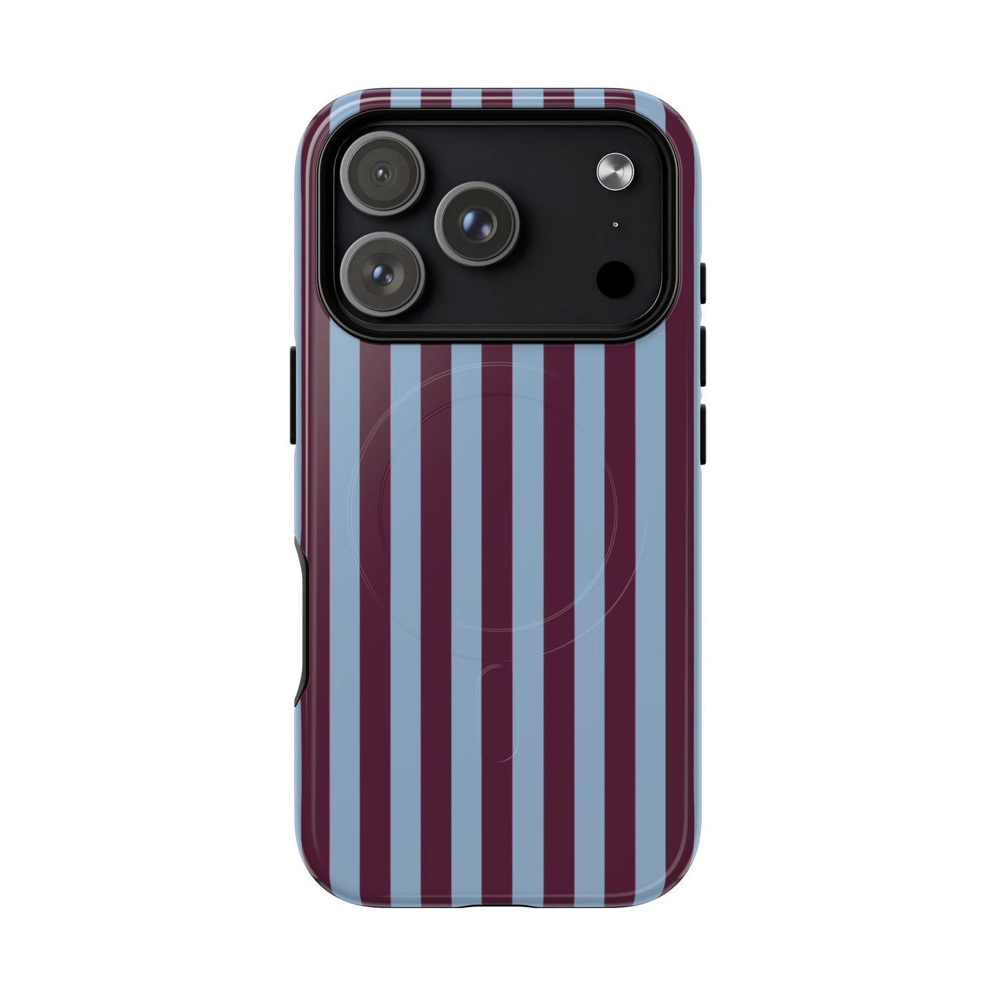 Burgundy & Blue Striped Magnetic Phone Case