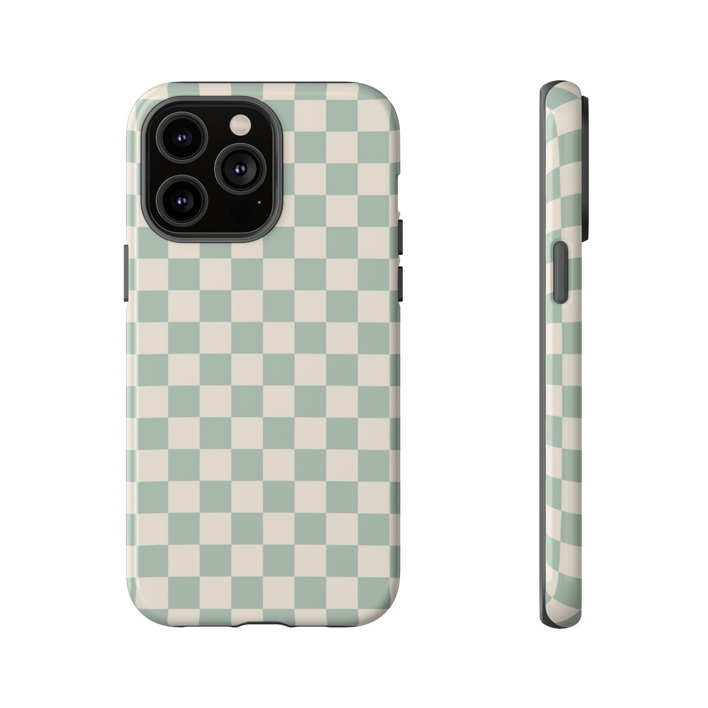 Sage Green & Beige Checkered Phone Case