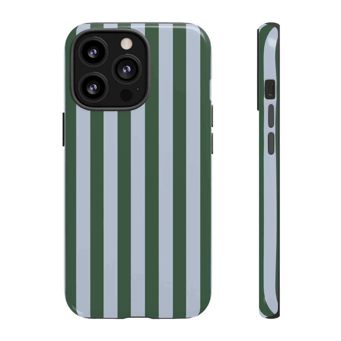 Green & Blue Striped Tough Phone Case — Durable Protective Phone Case