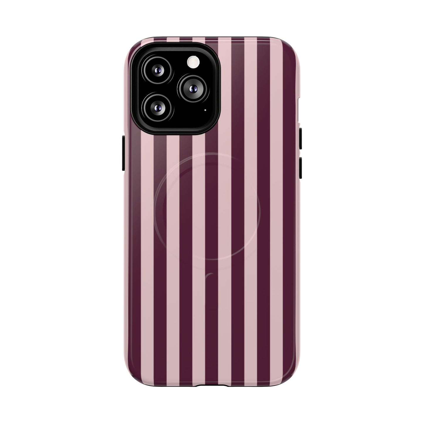 Burgundy & Pink Striped Magnetic Phone Case