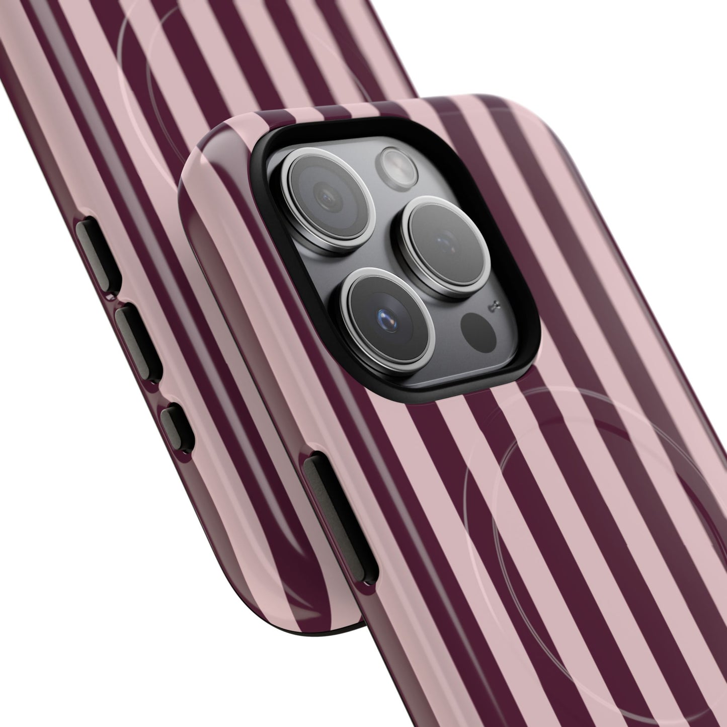 Burgundy & Pink Striped Magnetic Phone Case