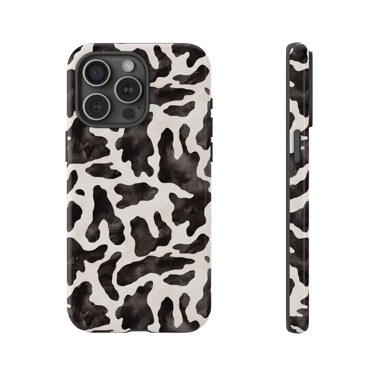 Black & White Cow Print Phone Case — Stylish Protective Tough Case