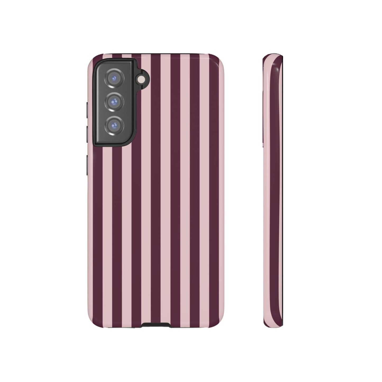 Pink & Burgundy Striped Tough Phone Case