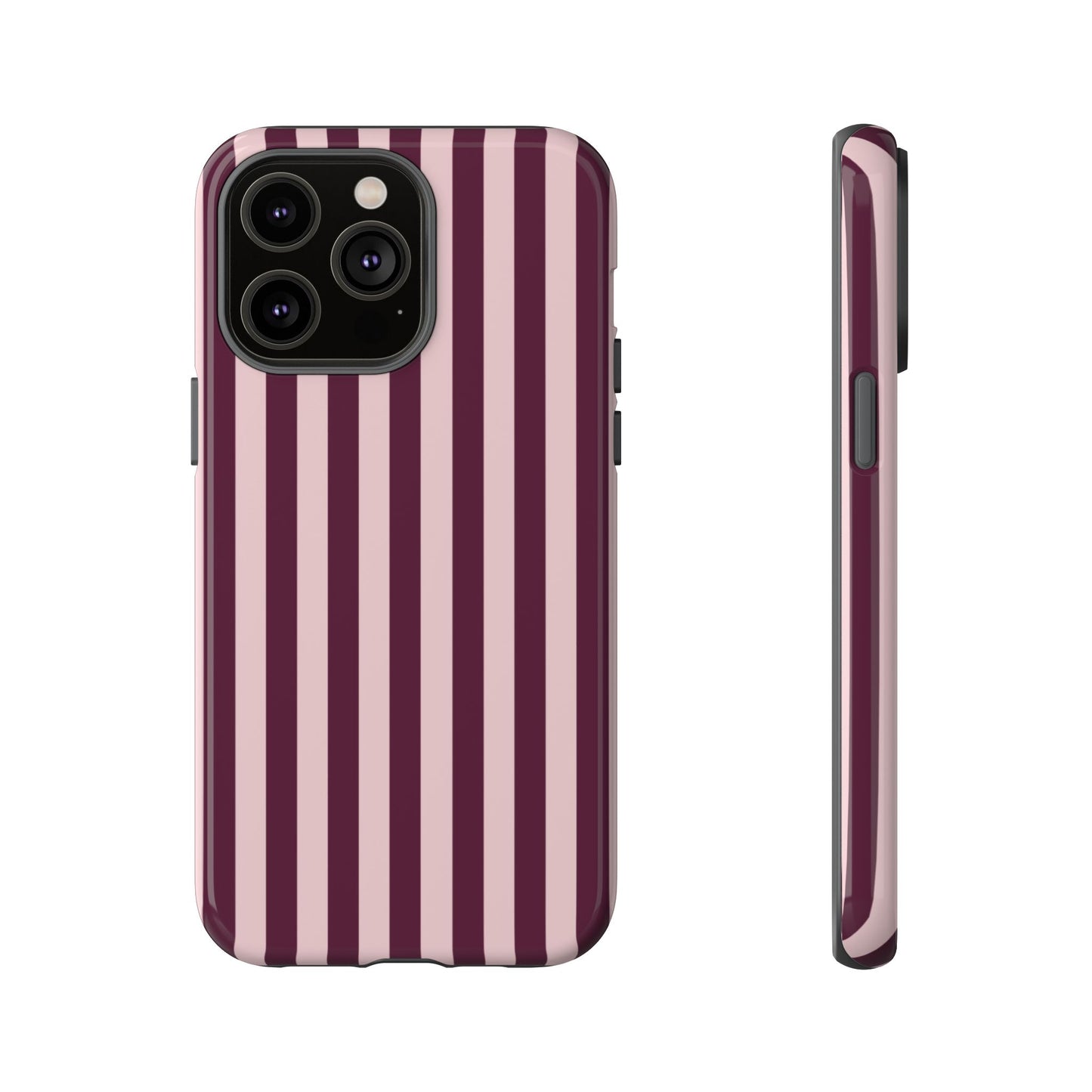Pink & Burgundy Striped Tough Phone Case