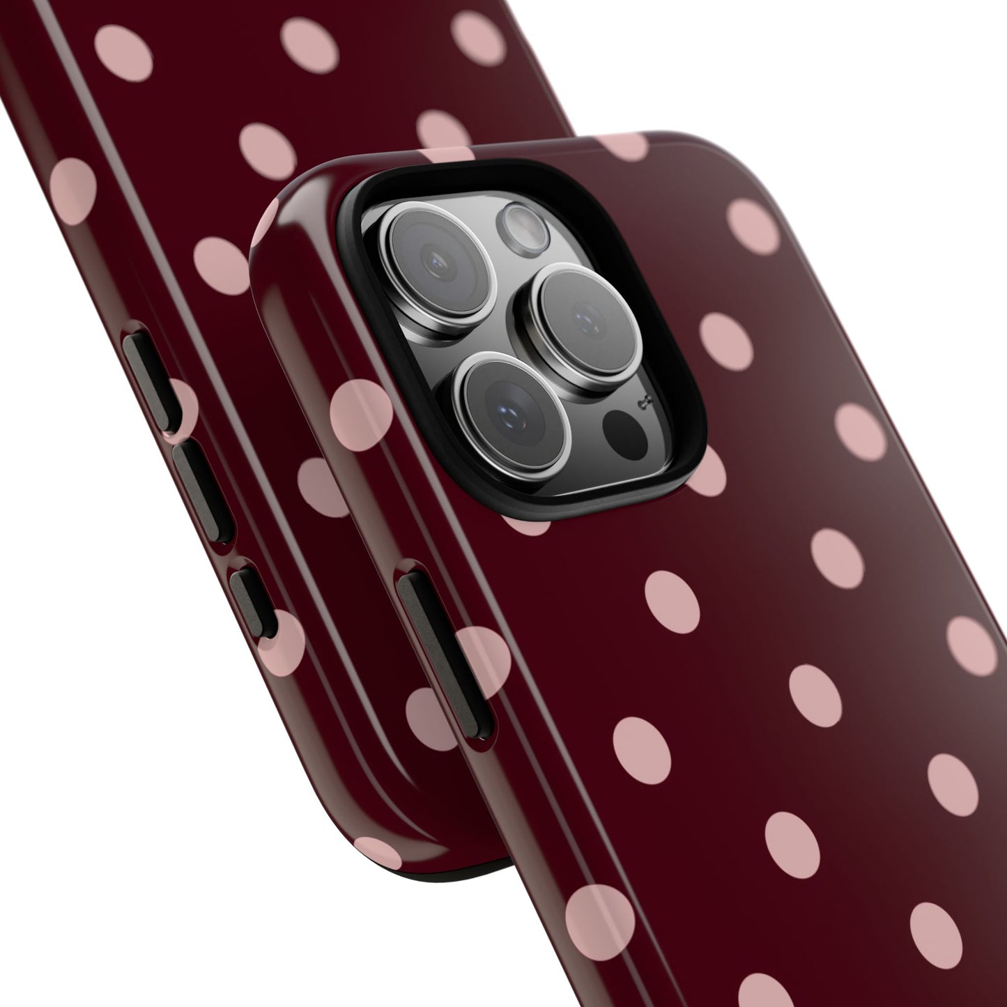 Burgundy & Blush Polka Dot Tough Phone Case