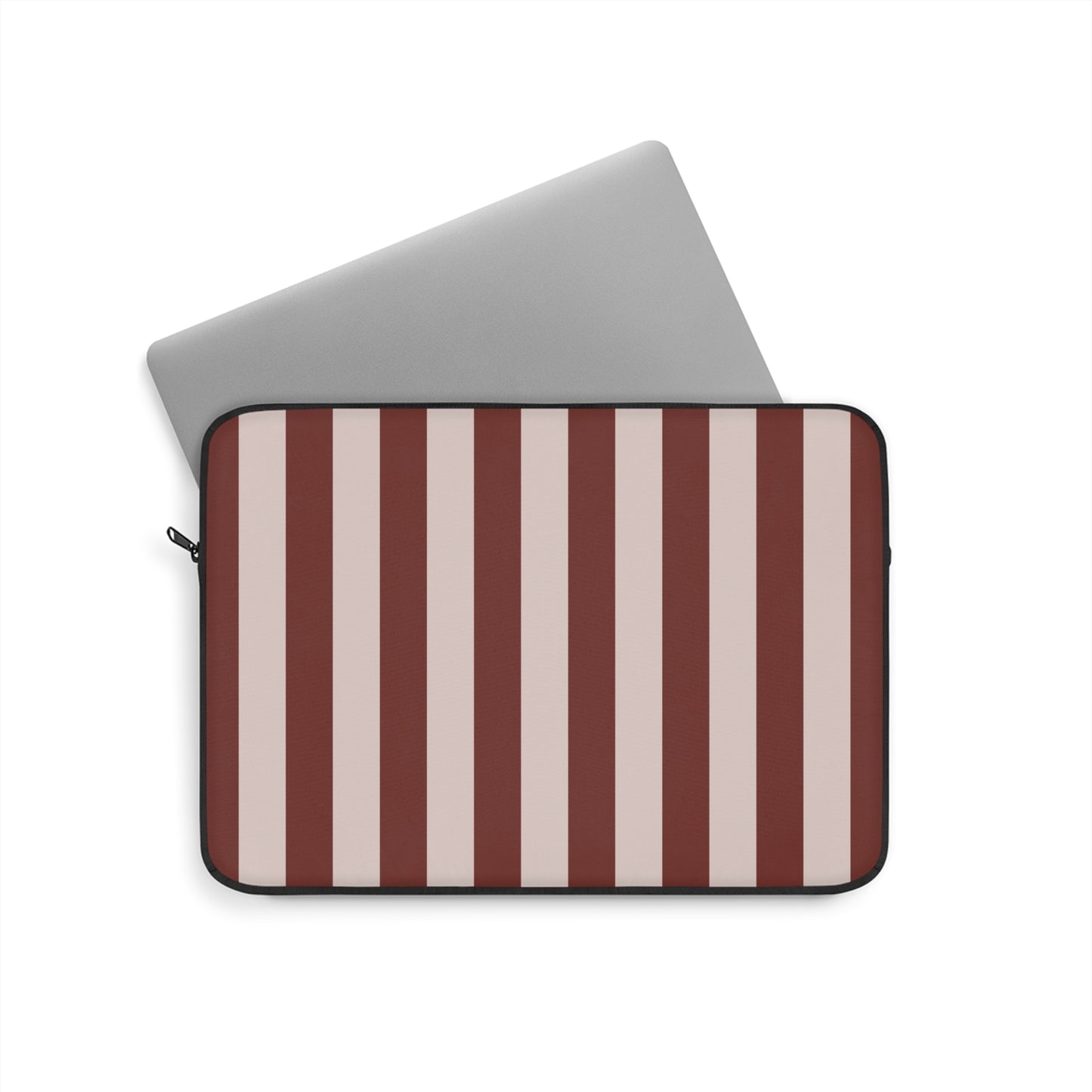 Striped Burgundy Laptop Sleeve — Minimalist Vertical Stripe Protective Case