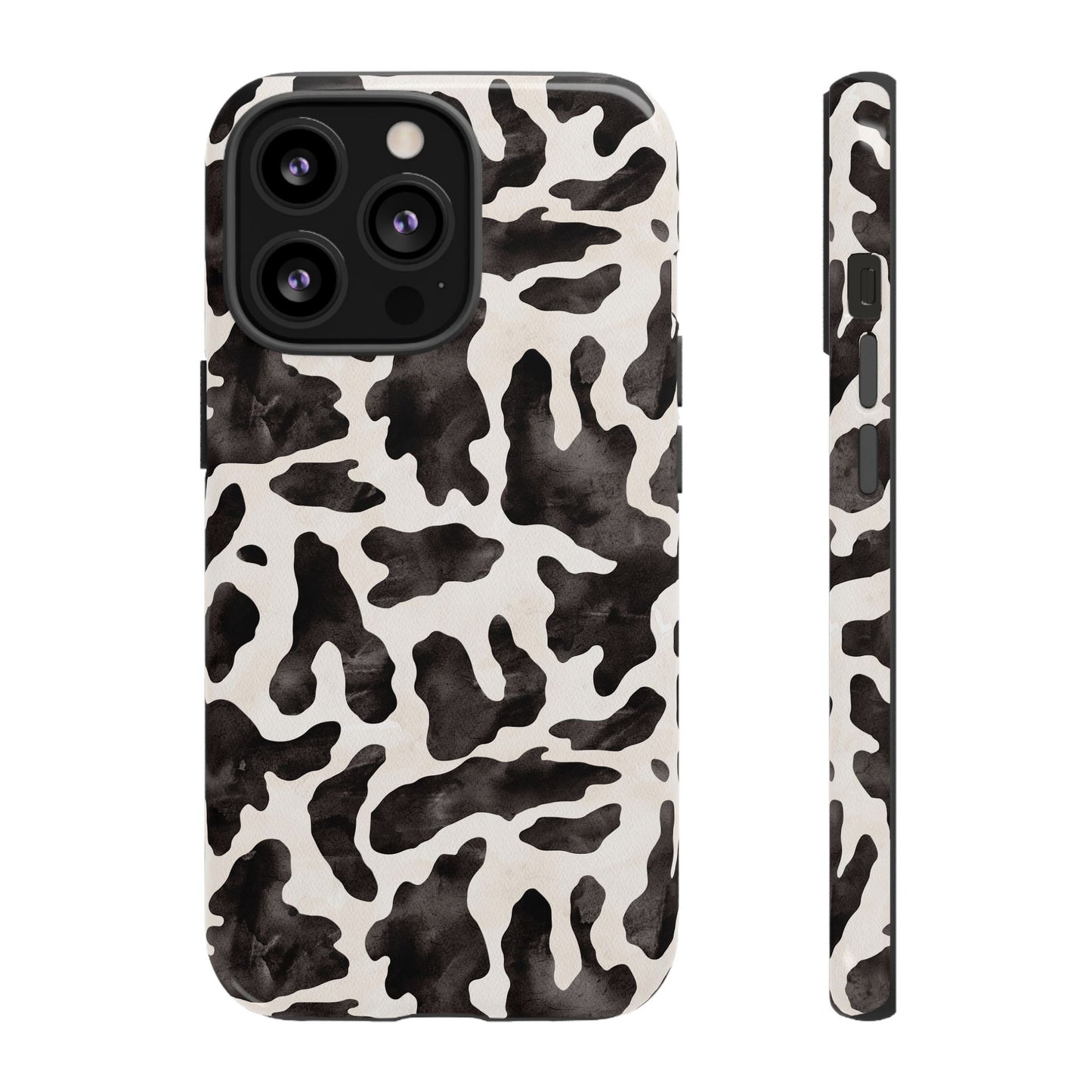 Black & White Cow Print Phone Case — Stylish Protective Tough Case