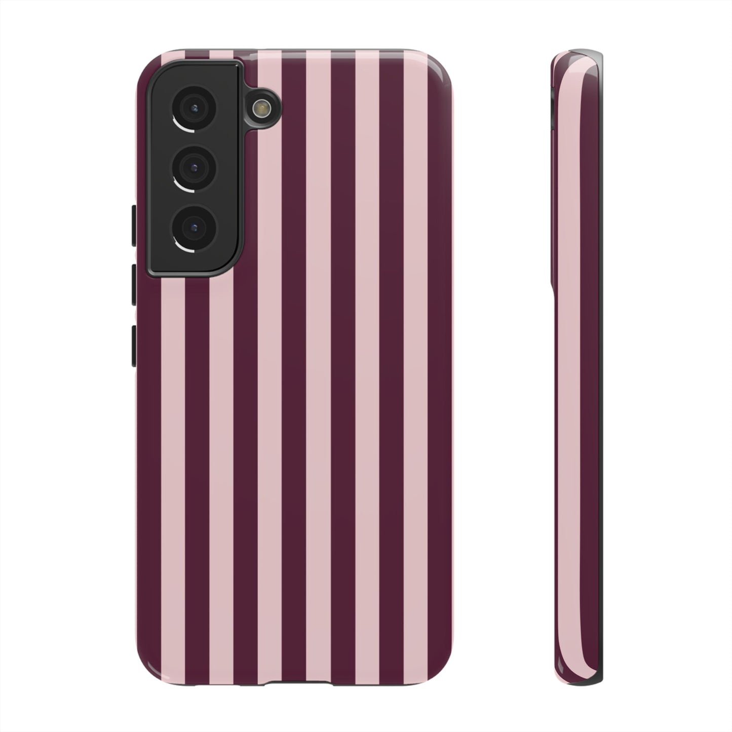 Pink & Burgundy Striped Tough Phone Case