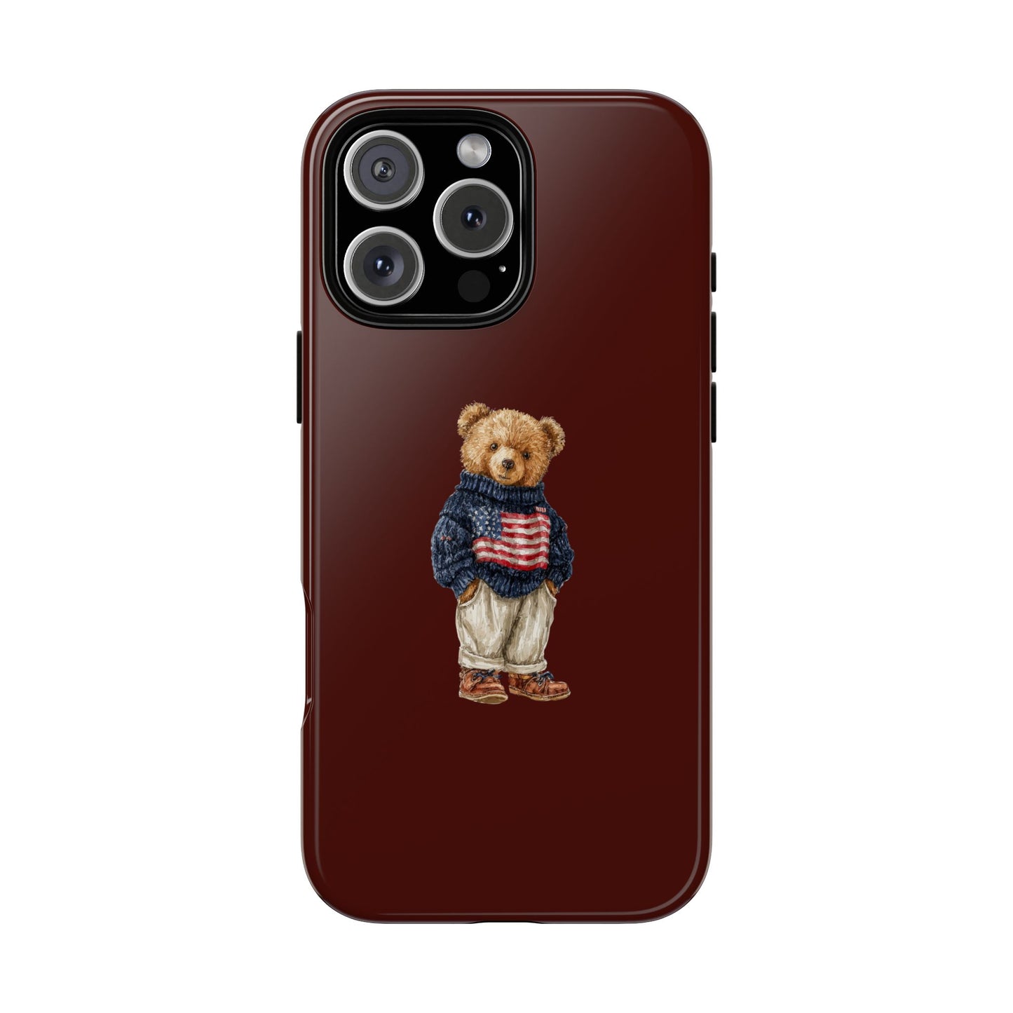 Teddy Bear in American Flag Sweater Tough Phone Case