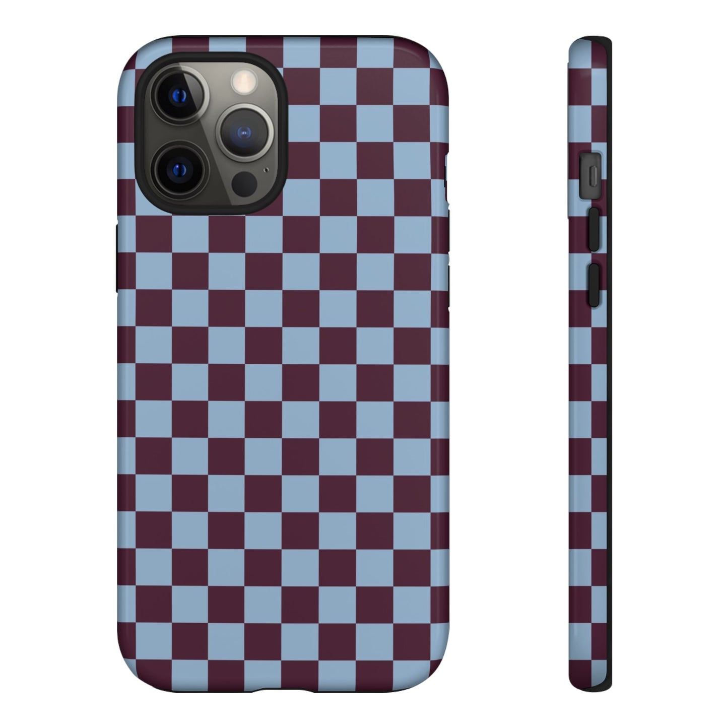Blue & Burgundy Checkered Phone Case