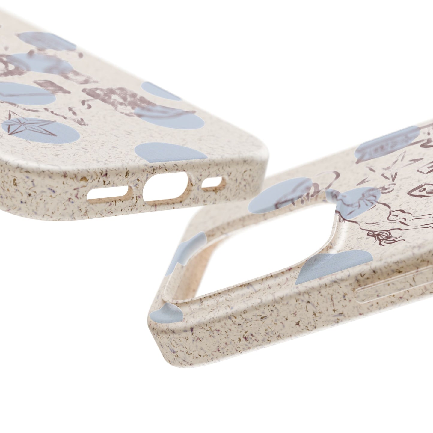 Biodegradable Phone Case — Western Cowgirl Sketches on Natural Speckled Eco Shell
