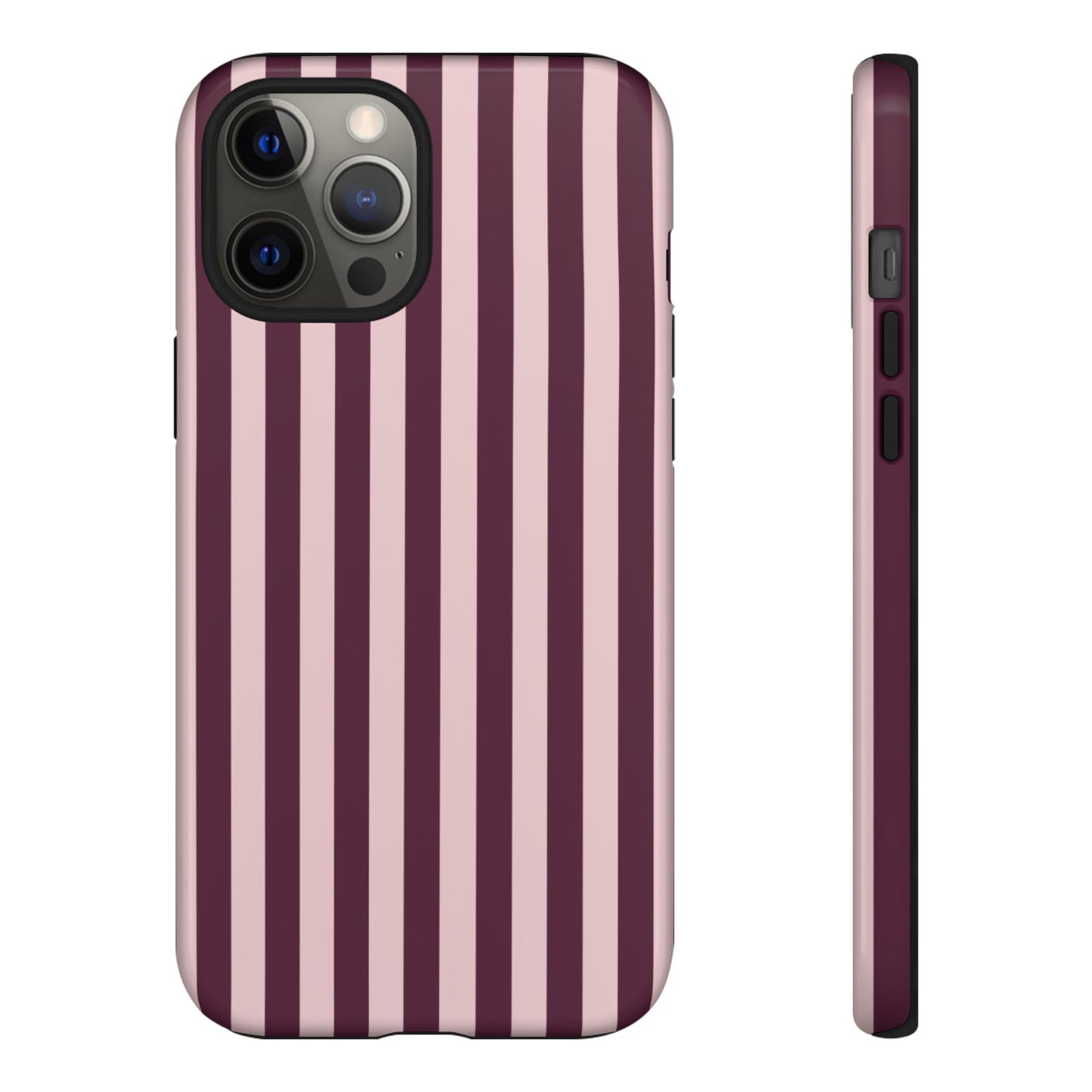 Pink & Burgundy Striped Tough Phone Case