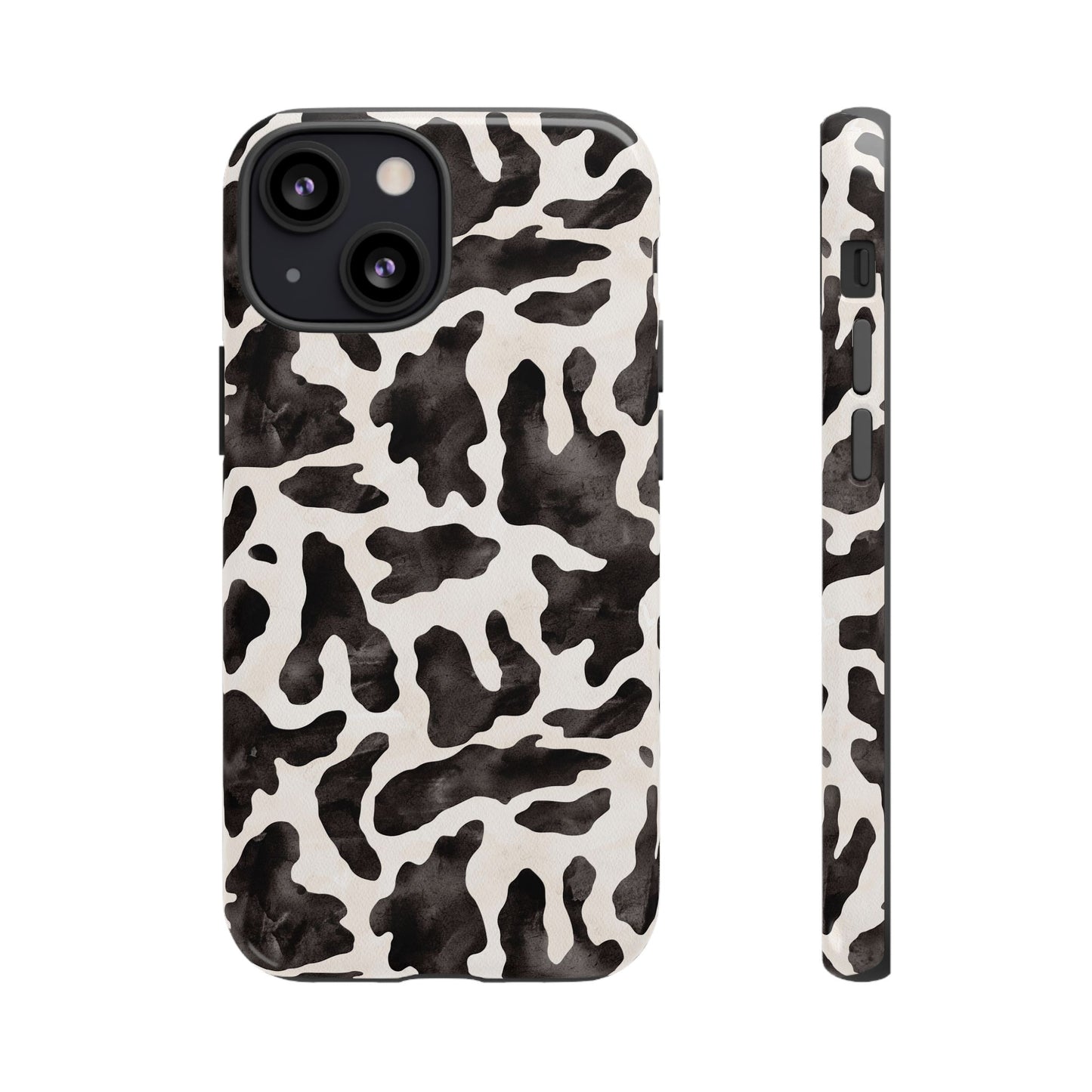 Black & White Cow Print Phone Case — Stylish Protective Tough Case