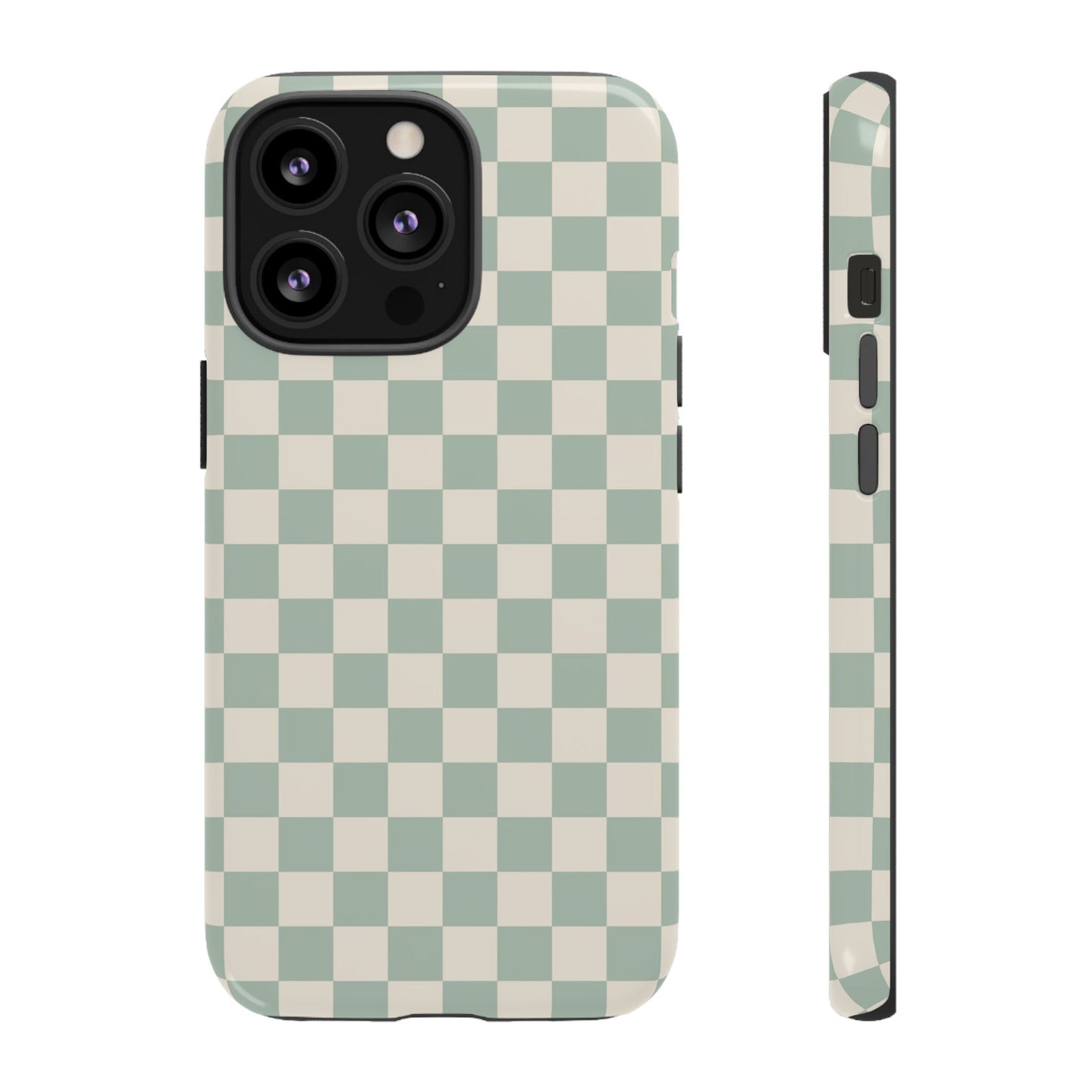 Sage Green & Beige Checkered Phone Case