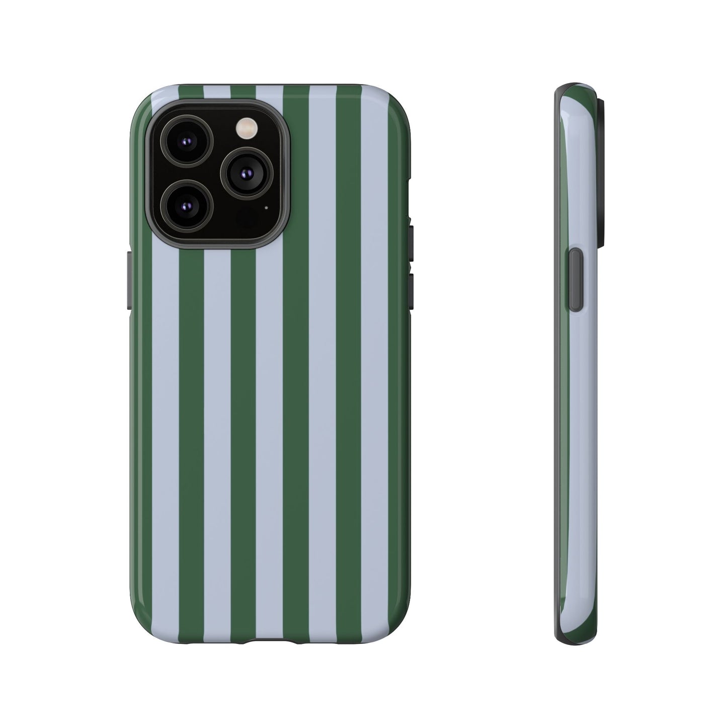 Green & Blue Striped Tough Phone Case — Durable Protective Phone Case
