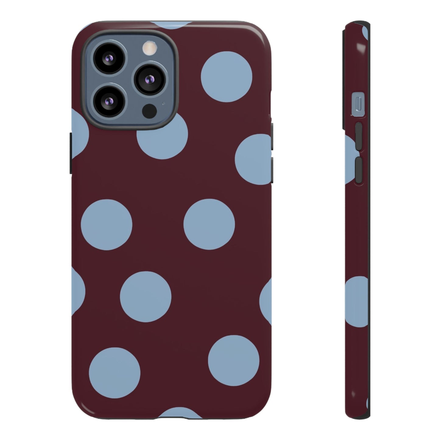 Blue & Burgundy Polka Dot Tough Phone Case
