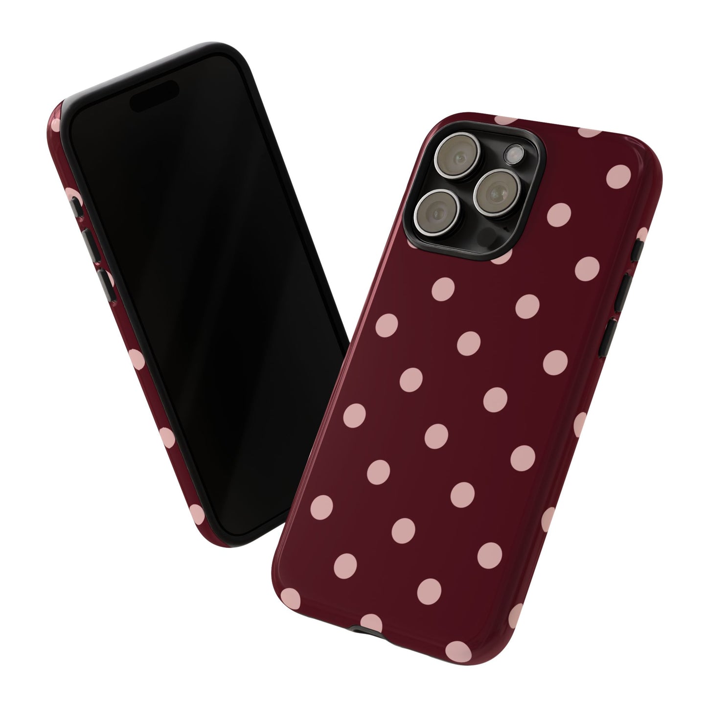 Burgundy & Blush Polka Dot Tough Phone Case