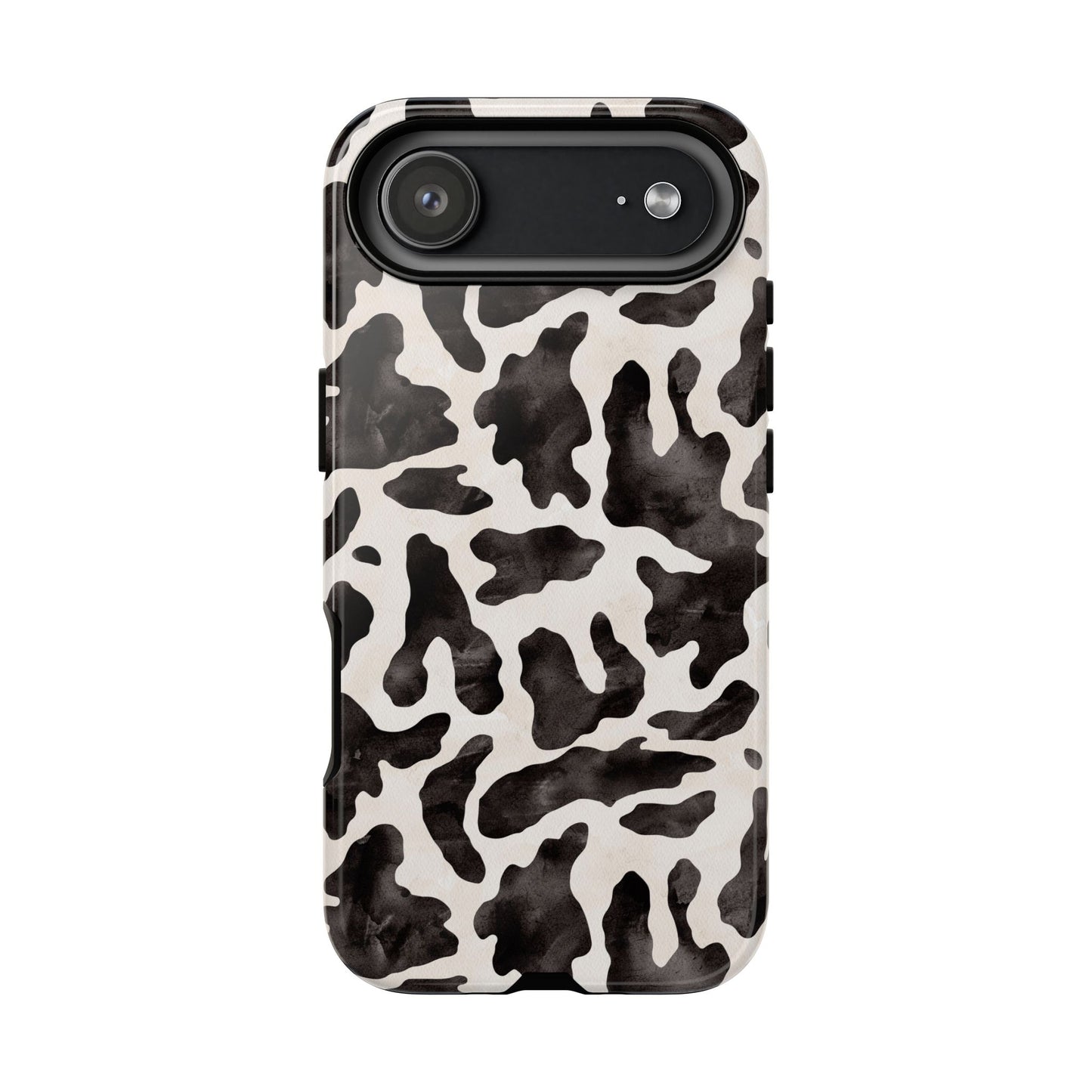 Black & White Cow Print Phone Case — Stylish Protective Tough Case