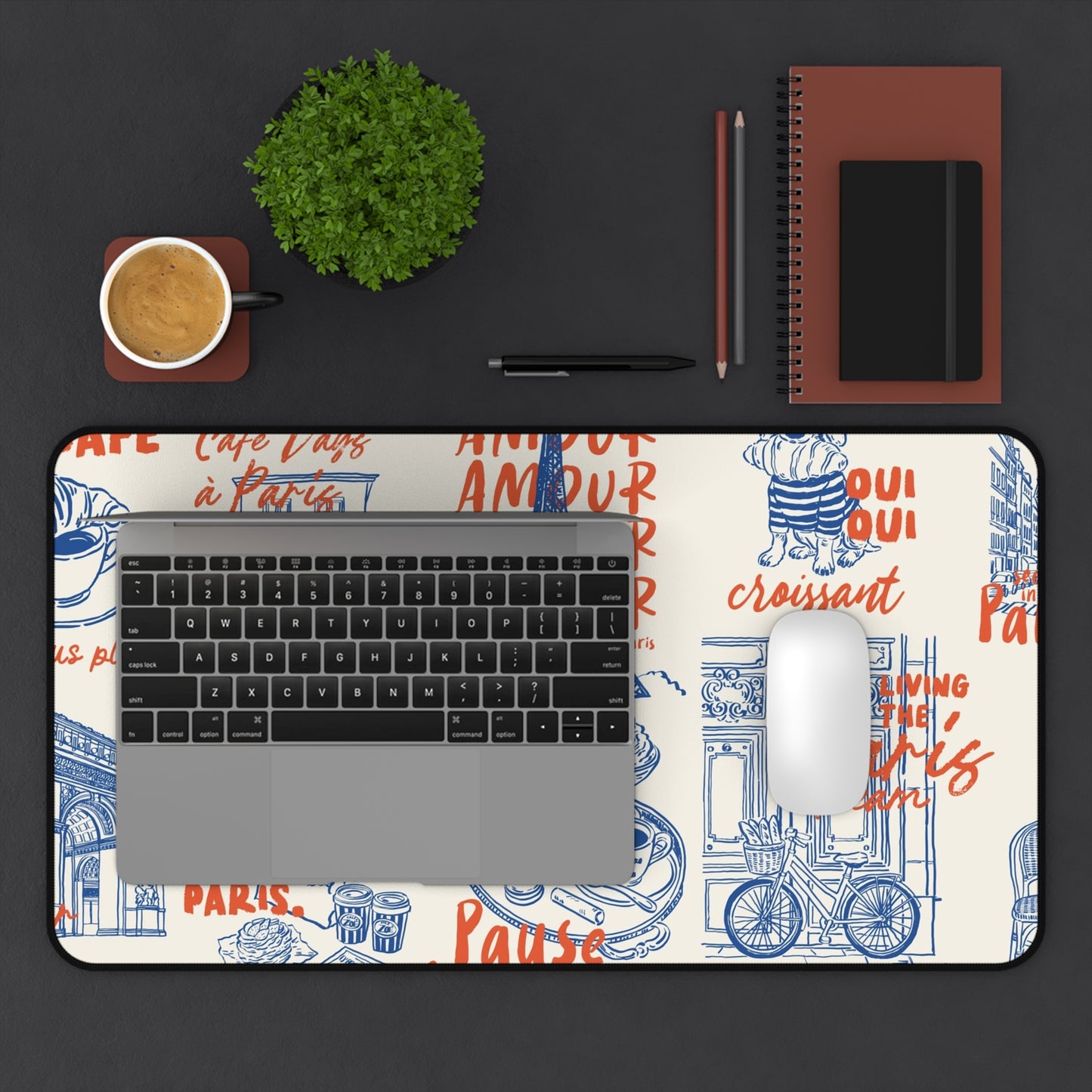 Paris Café Desk Mat — French Bistro Patterned Mouse Pad