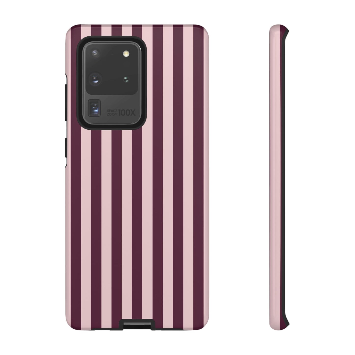 Pink & Burgundy Striped Tough Phone Case