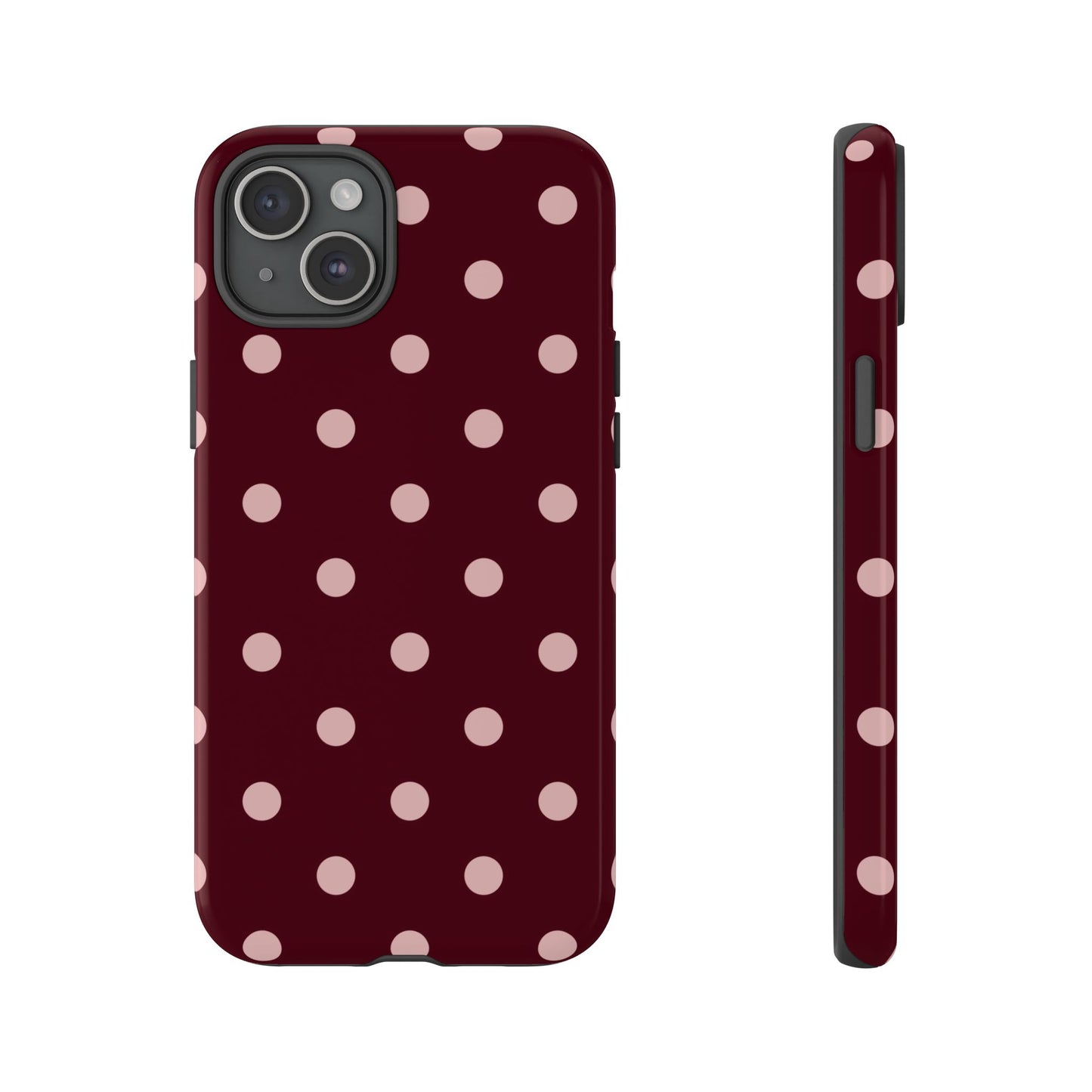 Burgundy & Blush Polka Dot Tough Phone Case