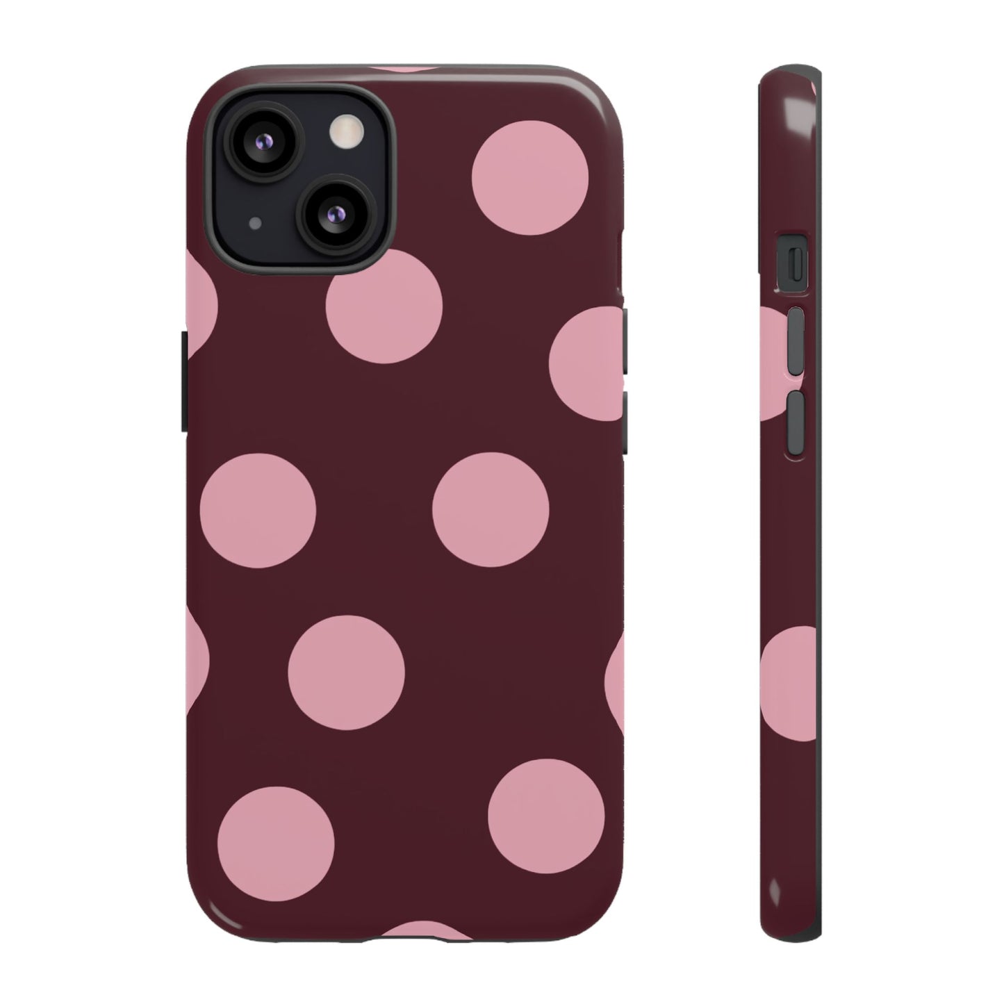 Burgundy & Pink Polka Dot Tough Phone Case