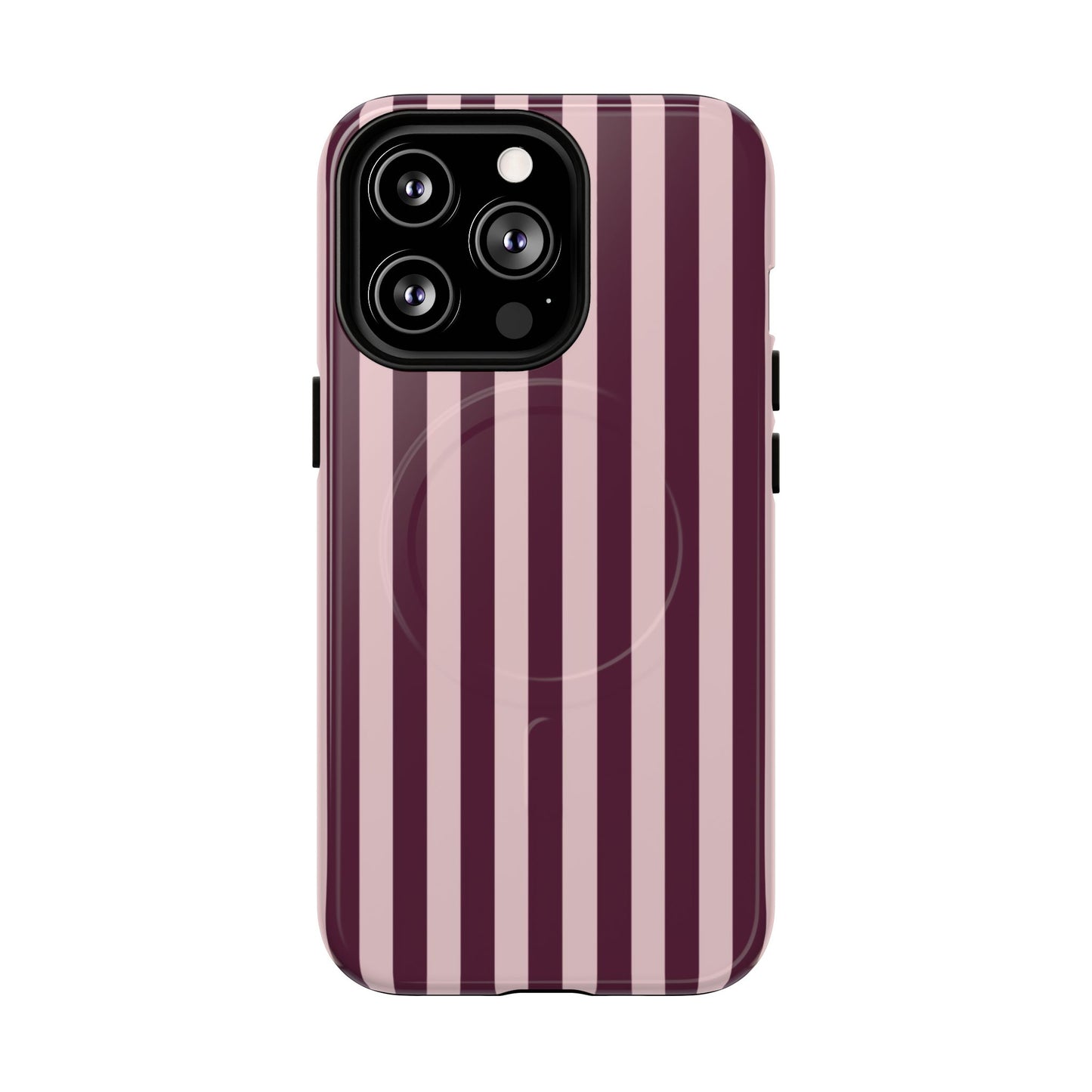 Burgundy & Pink Striped Magnetic Phone Case