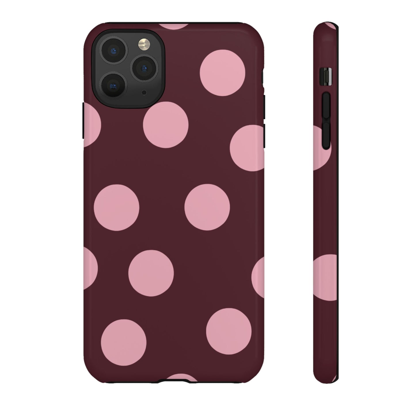Burgundy & Pink Polka Dot Tough Phone Case