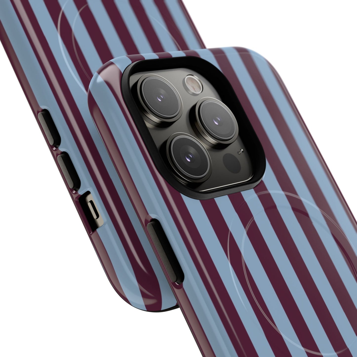 Burgundy & Blue Striped Magnetic Phone Case