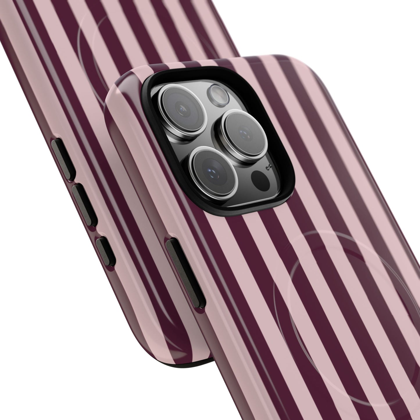 Burgundy & Pink Striped Magnetic Phone Case