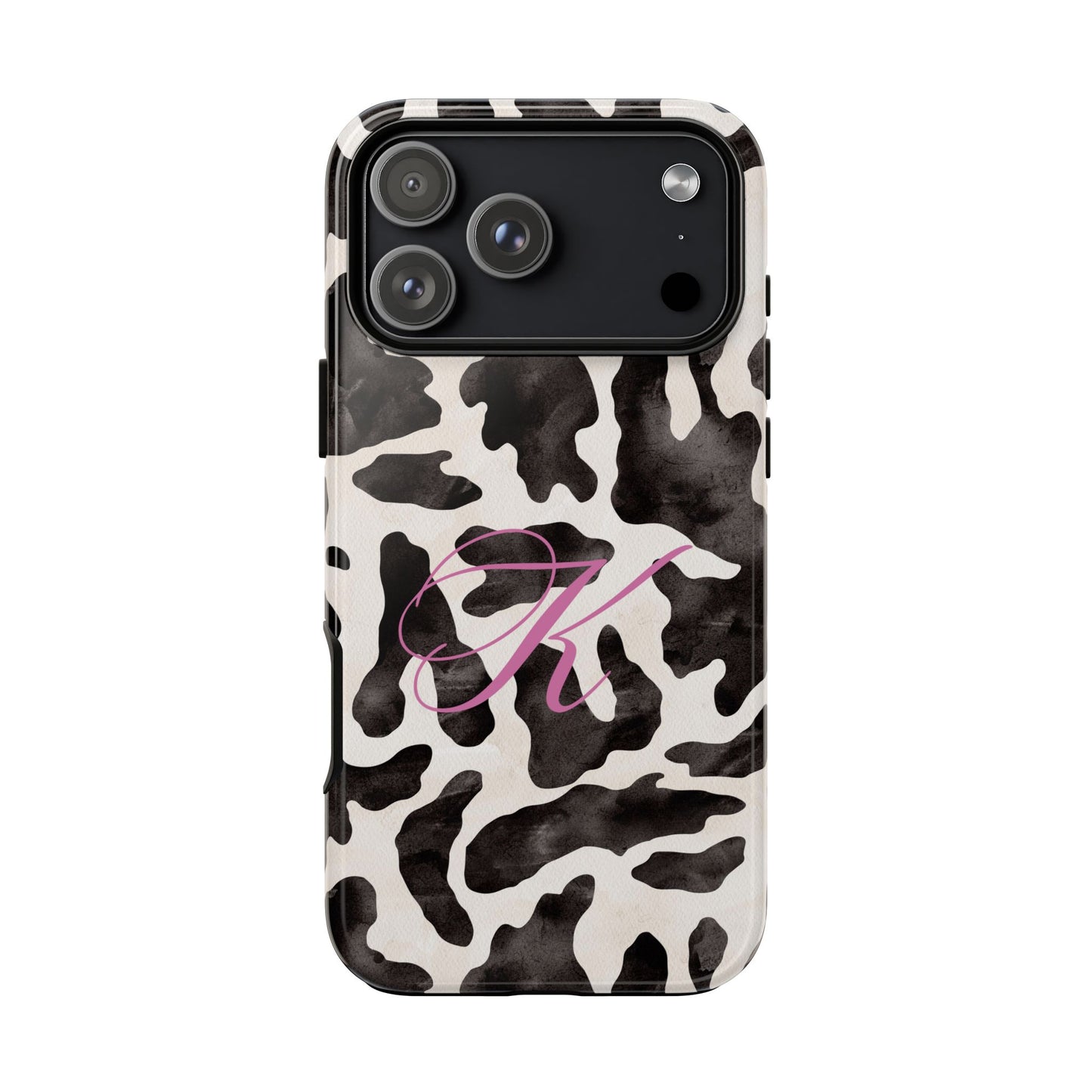 Personalized Monogram Cow Print Tough Phone Case