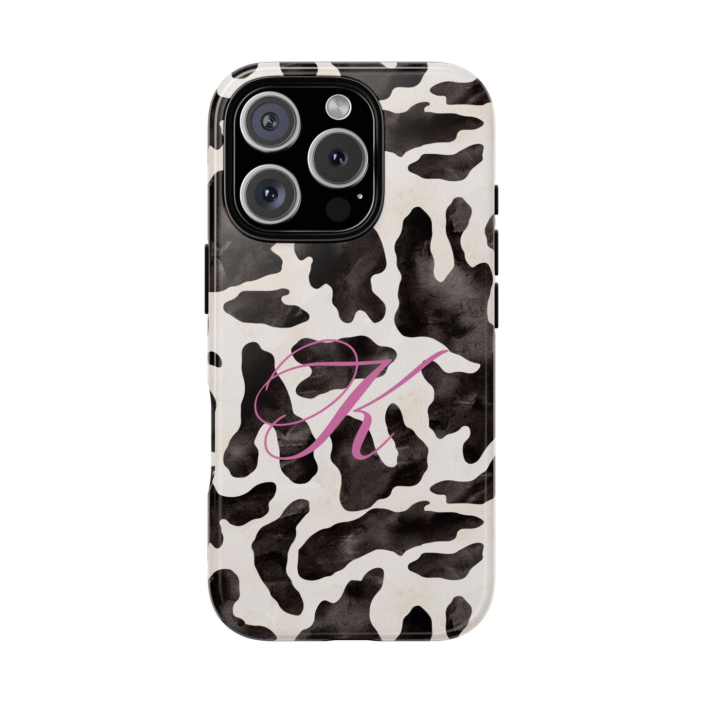 Personalized Monogram Cow Print Tough Phone Case