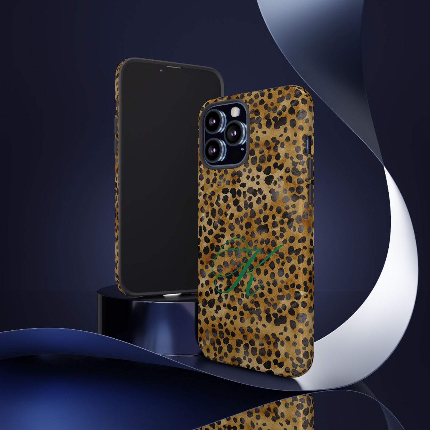 Personalized Initial Leopard Monogram Tough Case