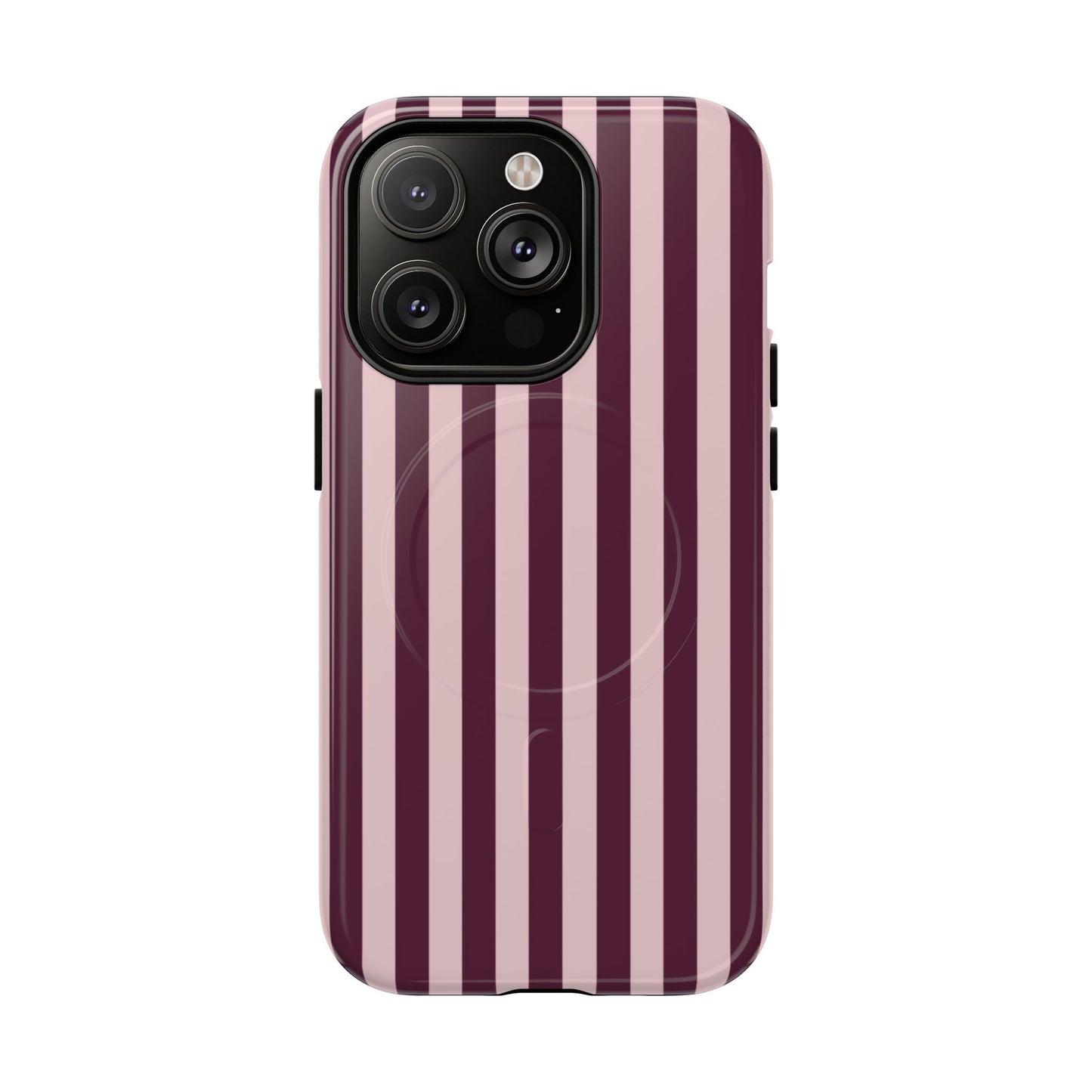 Burgundy & Pink Striped Magnetic Phone Case