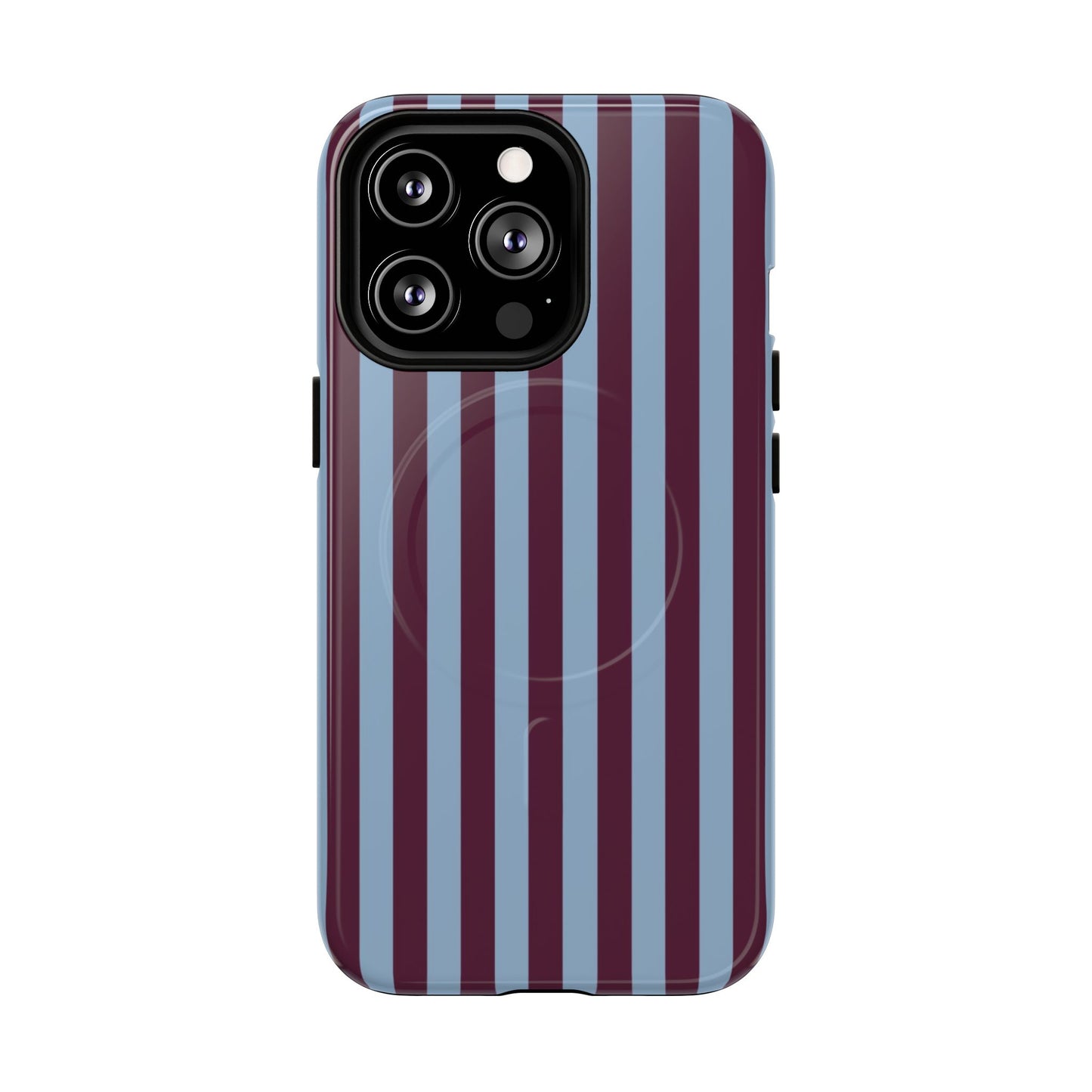 Burgundy & Blue Striped Magnetic Phone Case