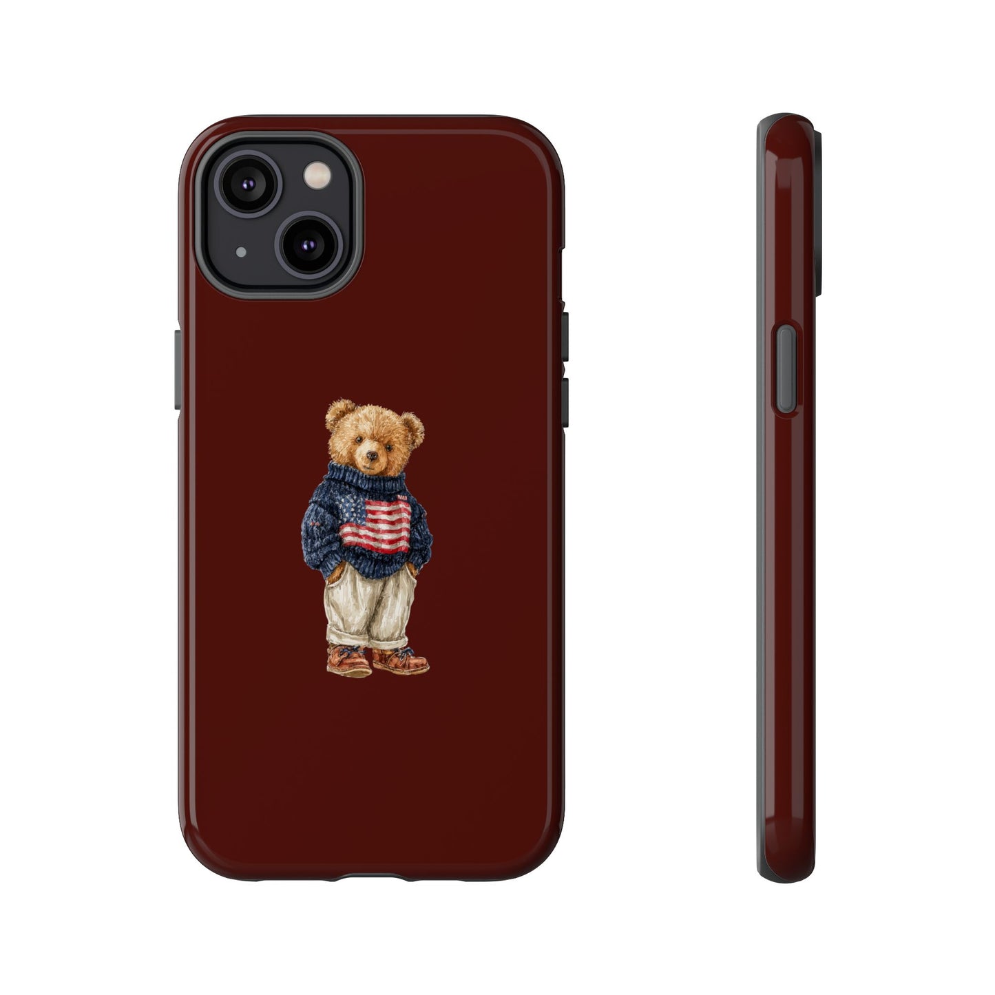 Teddy Bear in American Flag Sweater Tough Phone Case