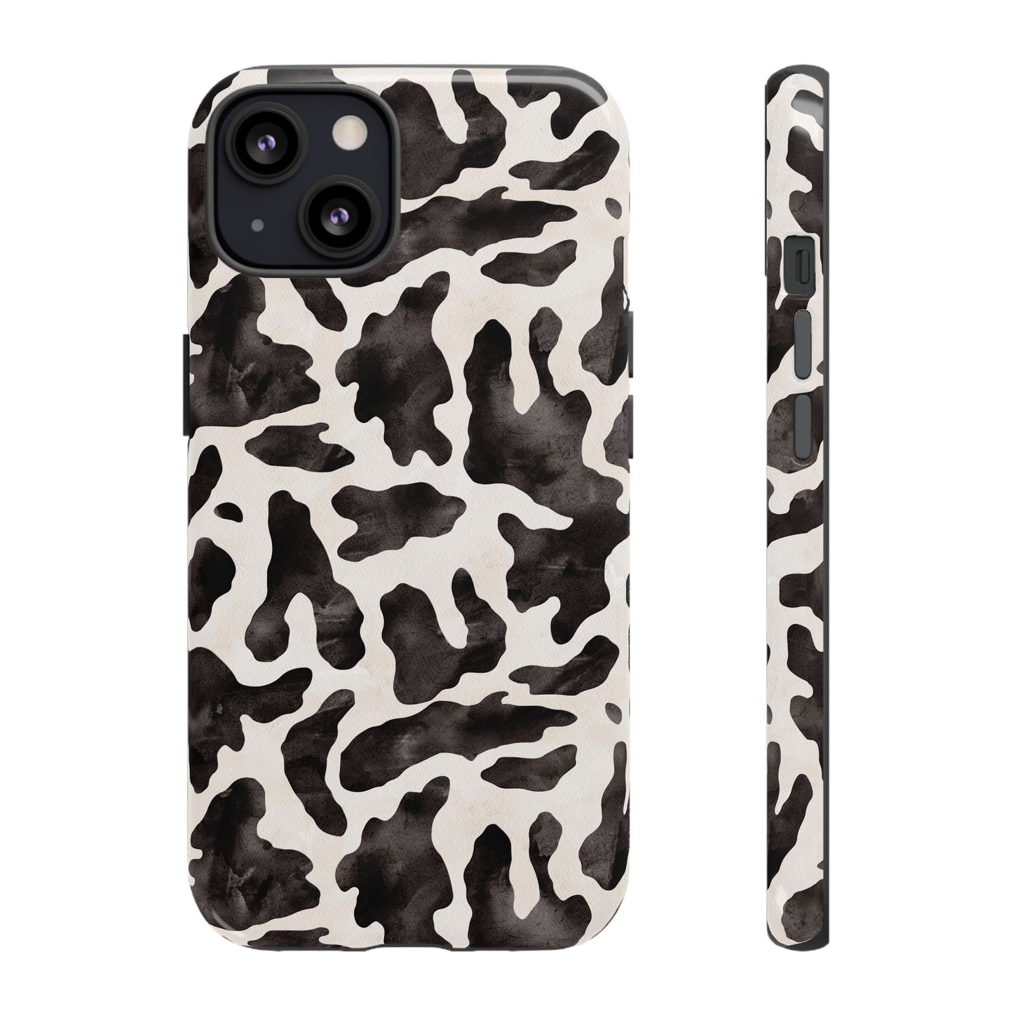 Black & White Cow Print Phone Case — Stylish Protective Tough Case